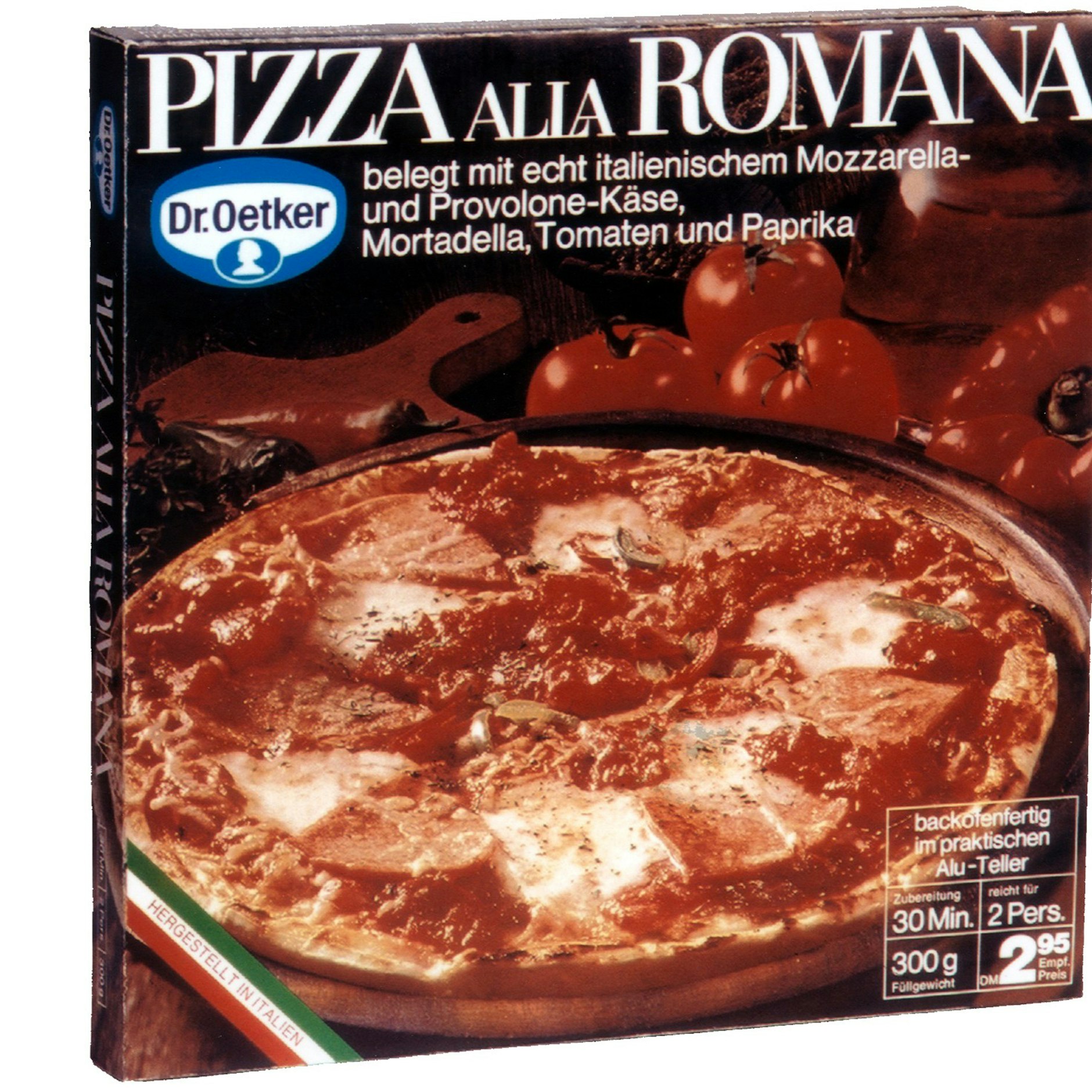 Die erste deutsche Tieflkühlpizza aus dem Jahr 1970.