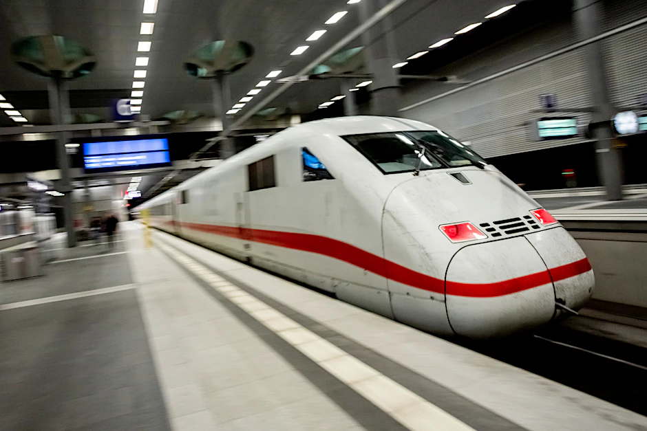 Ein ICE fährt im Berliner Hauptbahnhof ab.