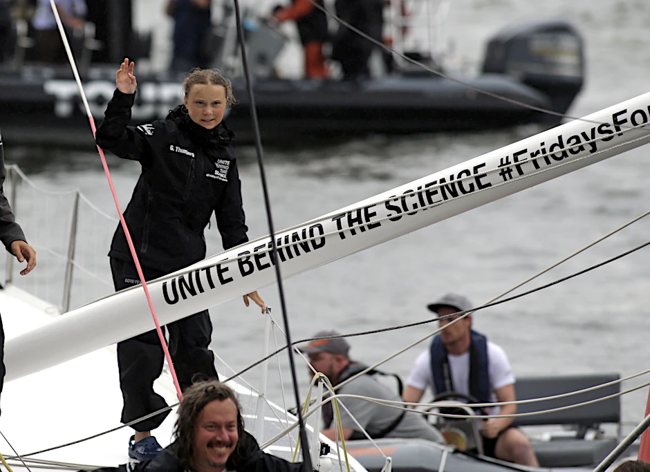 Greta Thunberg reist zum Klimagipfel in New York City, klimafreundlich per Segelboot.