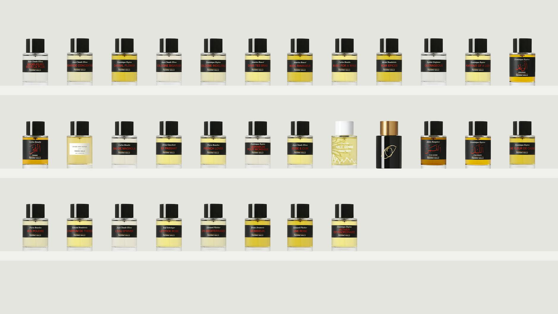 Lauter Charakterdüfte: die 32 bisher lancierten Werke von Éditions de Parfums Frédéric Malle.