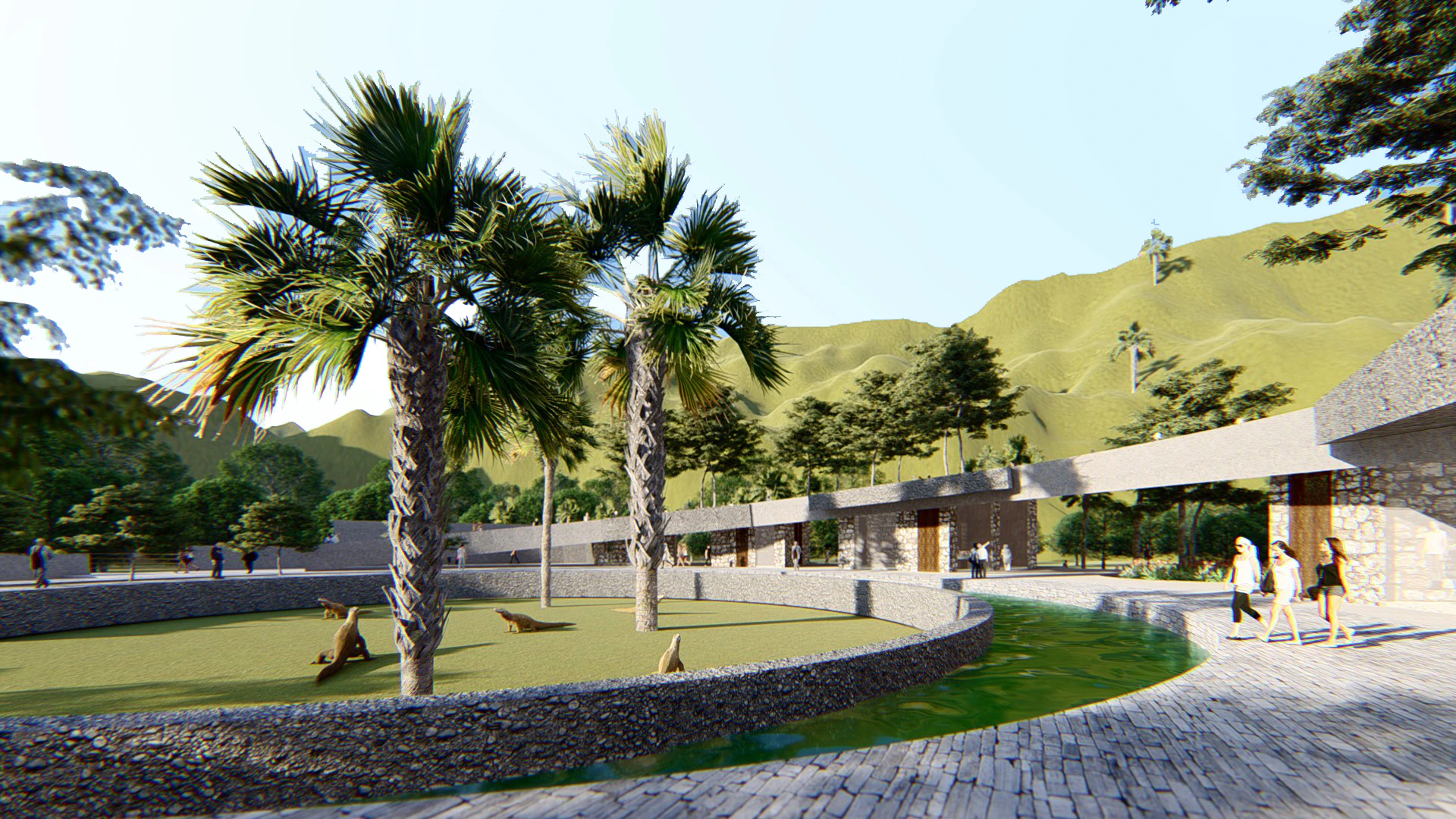 Eine Computeranimation zeigt den geplanten Park für Komodowarane auf der Insel Rinca.&nbsp;