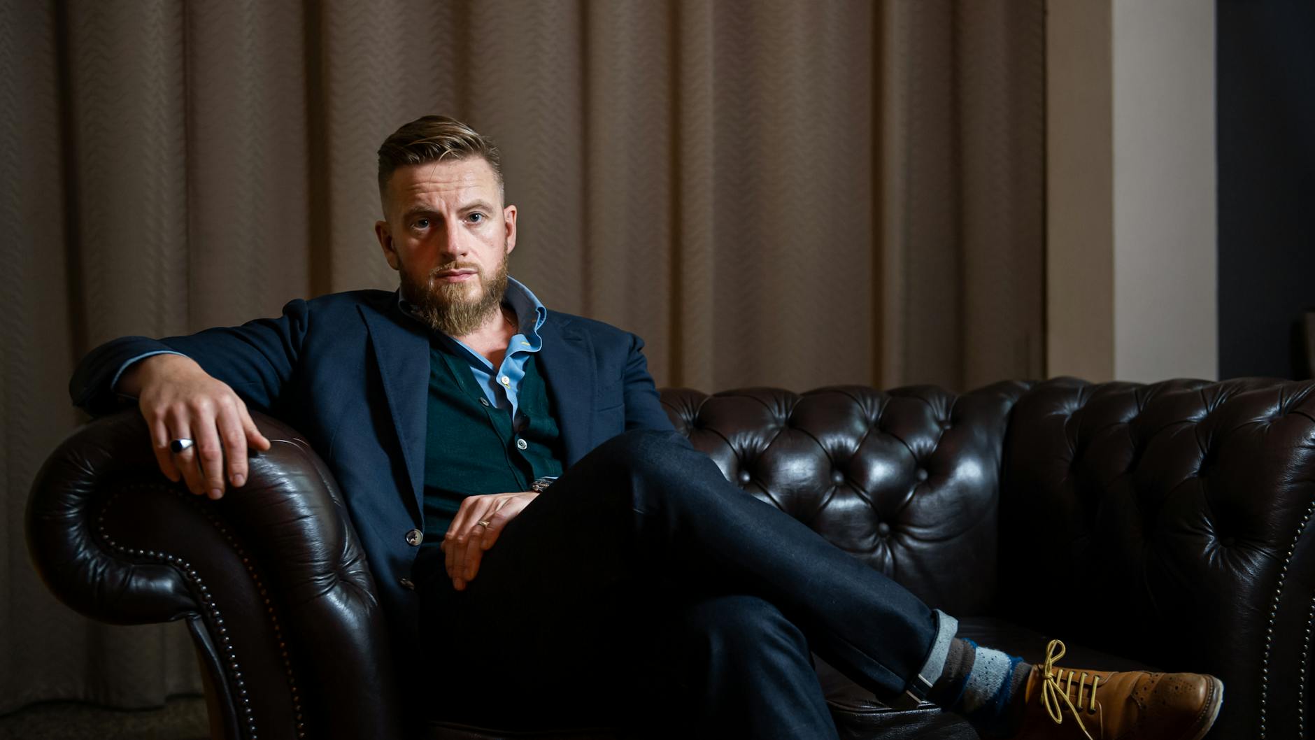 Szczepan Twardoch beim Treffen im Oderberger Hotel in Berlin-Prenzlauer Berg