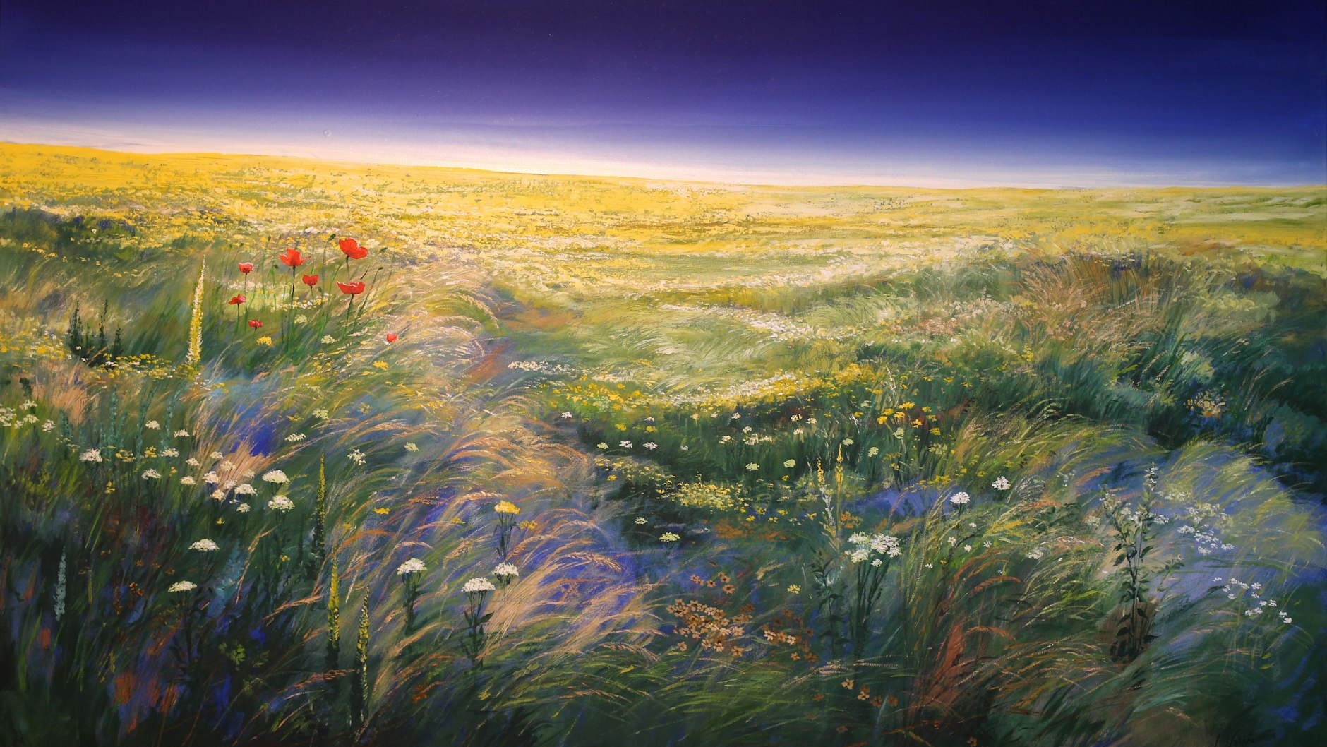 Dieses riesige Wandgemälde einer Blumenwiese ist für 1300 Euro zu haben.