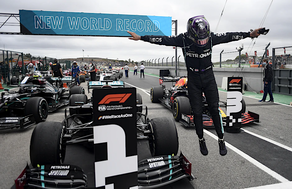 Neuer Weltrekord: Lewis Hamilton gewann in Portugal seinen 92. Grand Prix in der Formel 1.&nbsp;