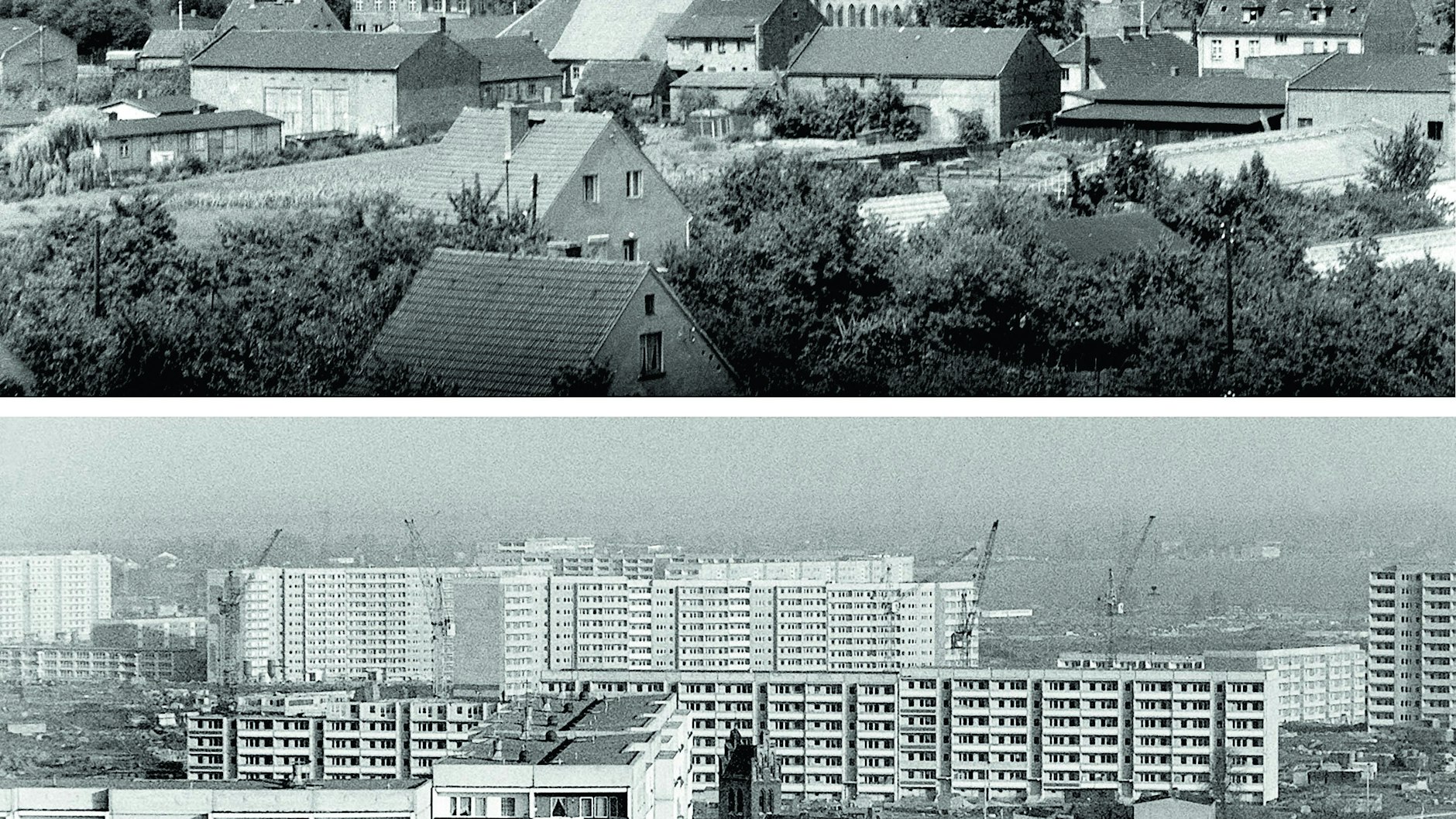 Im Dorf Marzahn im Osten der Stadt entstehen in den 1970er- und 1980er-Jahren Großsiedlungen.&nbsp;