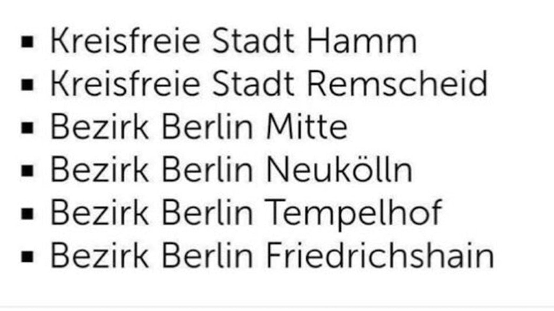 Die Behörden in Schleswig-Holstein hatten die Berliner Bezirke zunächst falsch bezeichnet. Der Fehler ist inzwischen korrigiert worden.