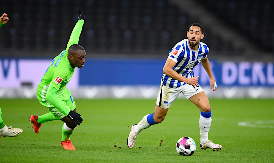 Matheus Cunha (r.) traf, doch das eine Tor reichte nicht zum Heimsieg für Hertha.