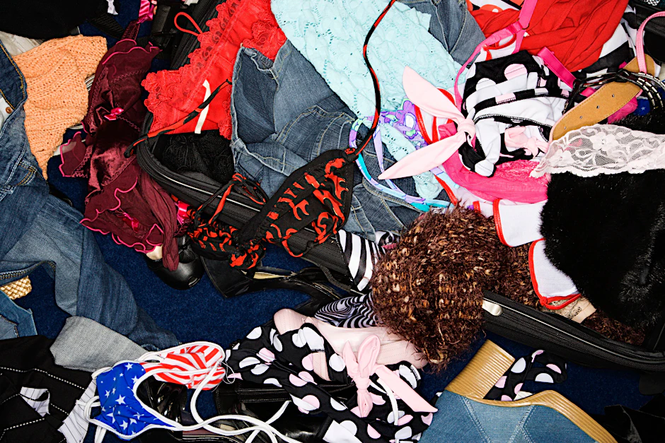 Ein unaufgeräumter Koffer mit Damenkleidung und Unterwäsche (Symbolfoto)