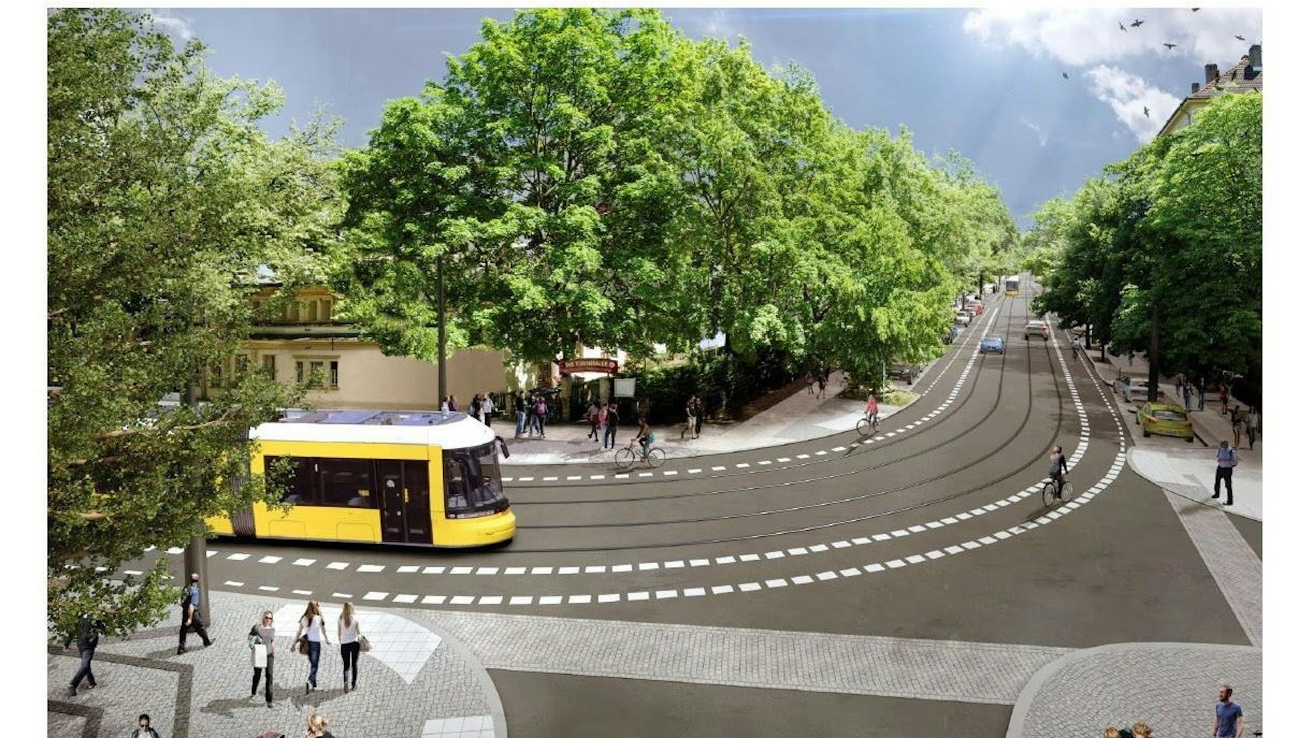 Derzeit noch ein Wunschtraum – und ein Horror für manche Anwohner: Die geplante Straßenbahnstrecke in Friedrichshain soll durch die Holtei- und die Sonntagstraße zum Bahnhof Ostkreuz führen.