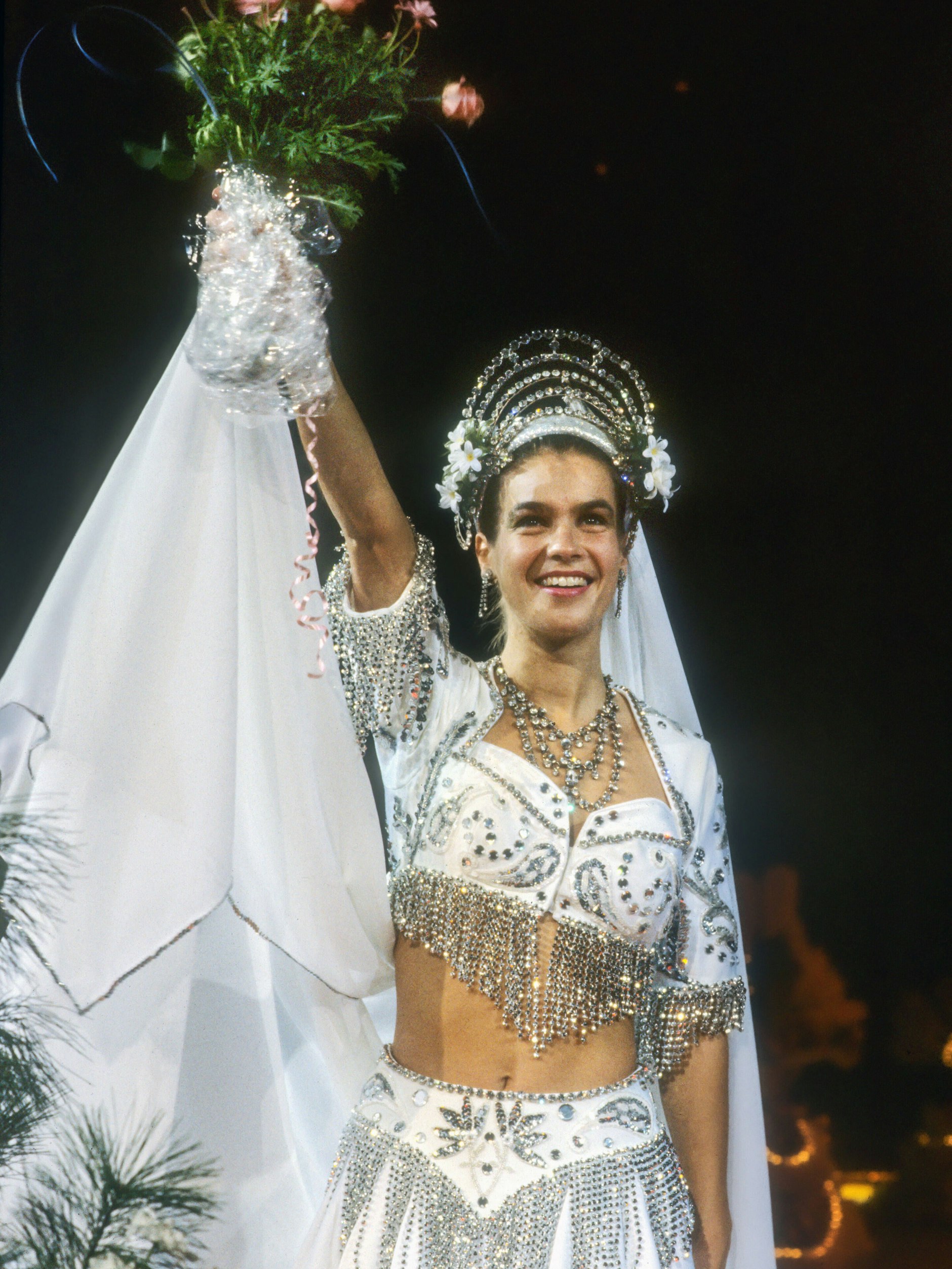 Kati Witt als amtierende Olympiasiegerin bei einem Gastauftritt bei der Show „Holiday on Ice“ in Dortmund.