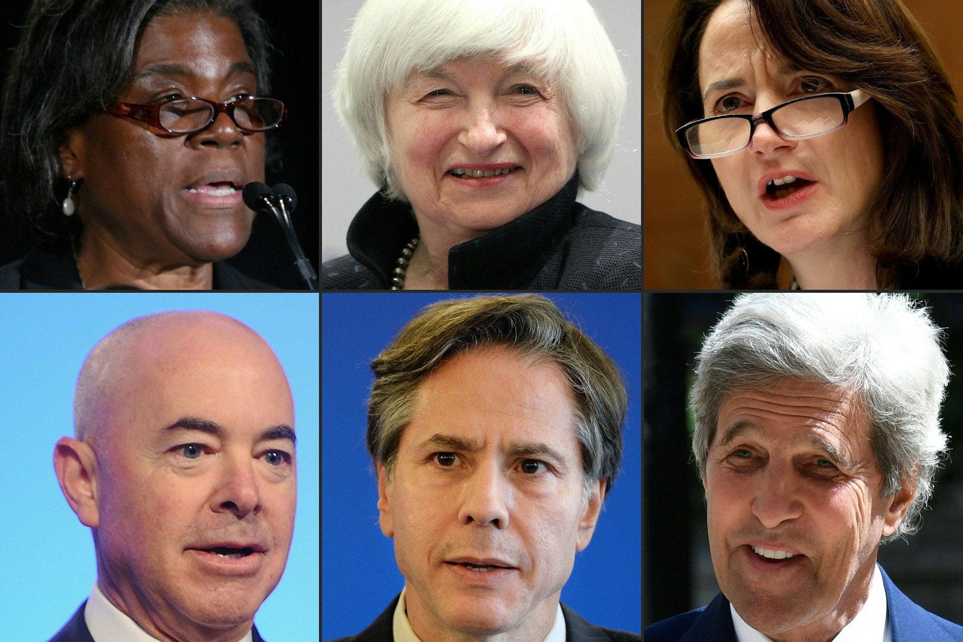 Linda Thomas-Greenfield, Janet Yellen, Avril Haines, Alejandro Mayorkas, Antony Blinken, John Kerry