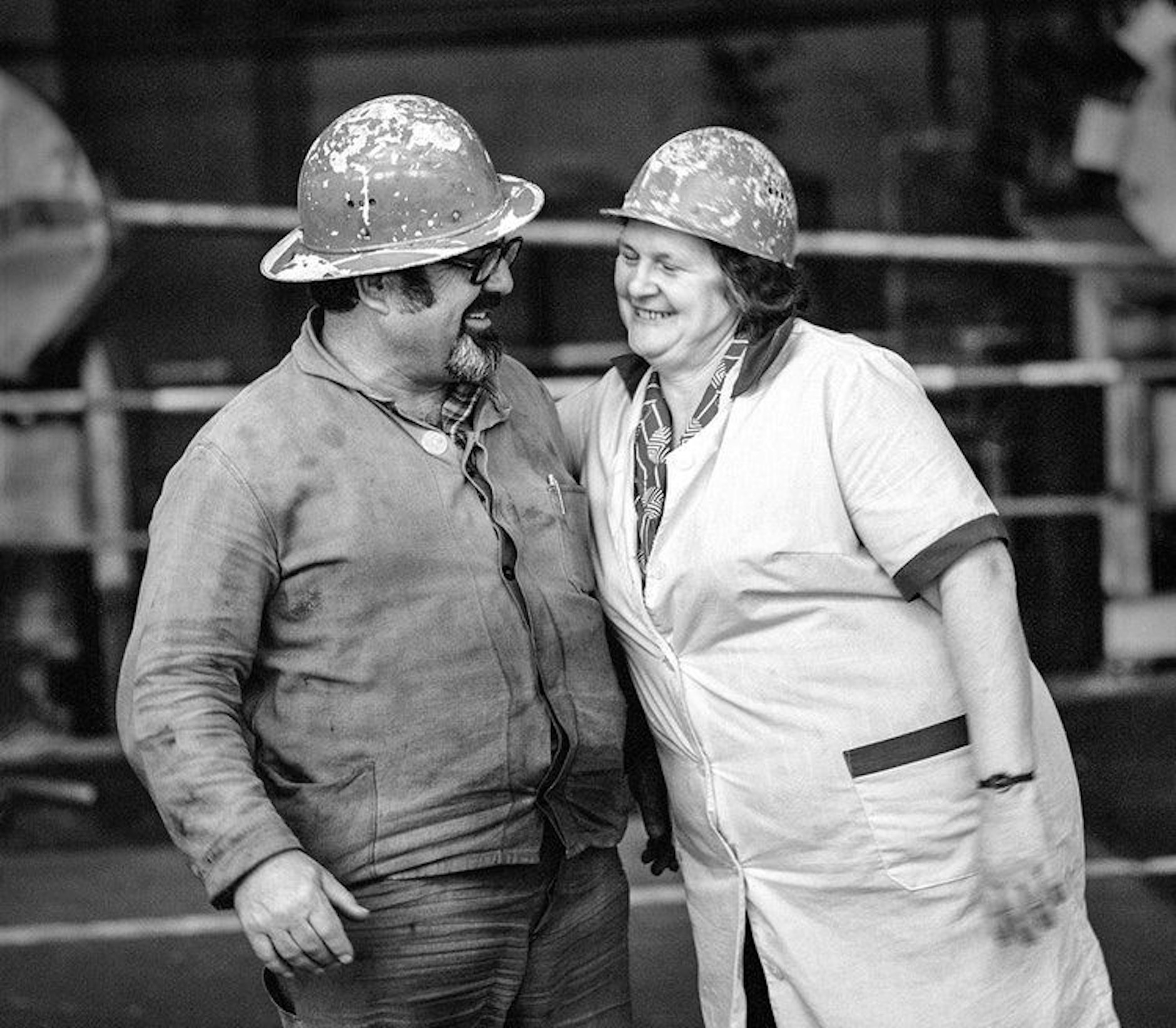 Kollegin und Kollege im Kaltwalzwerk des Eisenhüttenkombinates Ost (EKO), Eisenhüttenstadt, 1978