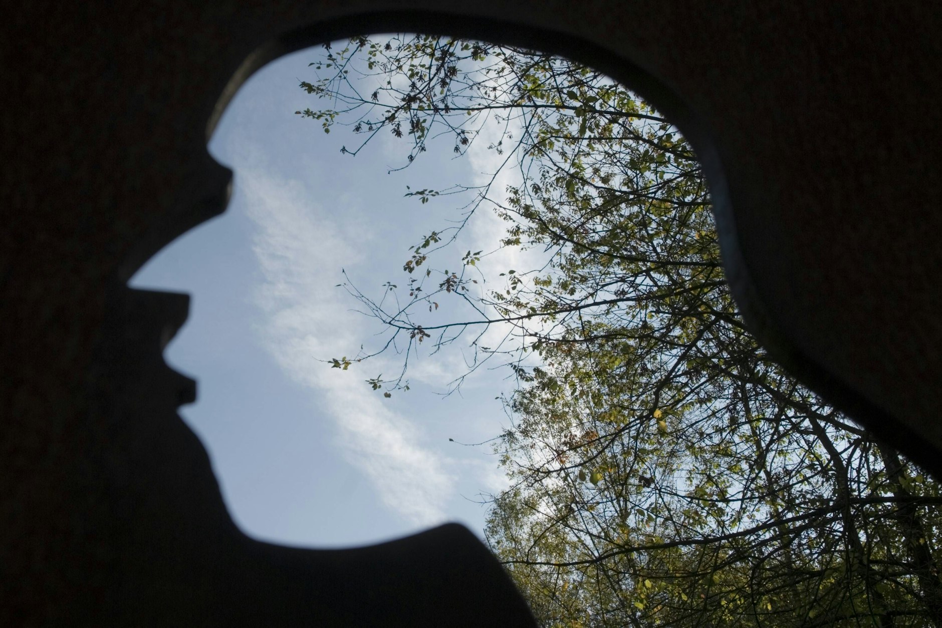 Silhouette des Kopfs eines Neandertalers.