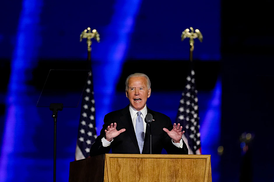 Joe Biden, „Gewählter Präsident“ („President Elect“), in&nbsp;Wilmington.