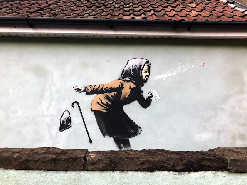 Niesende Frau Neues Banksy Bild Aufgetaucht