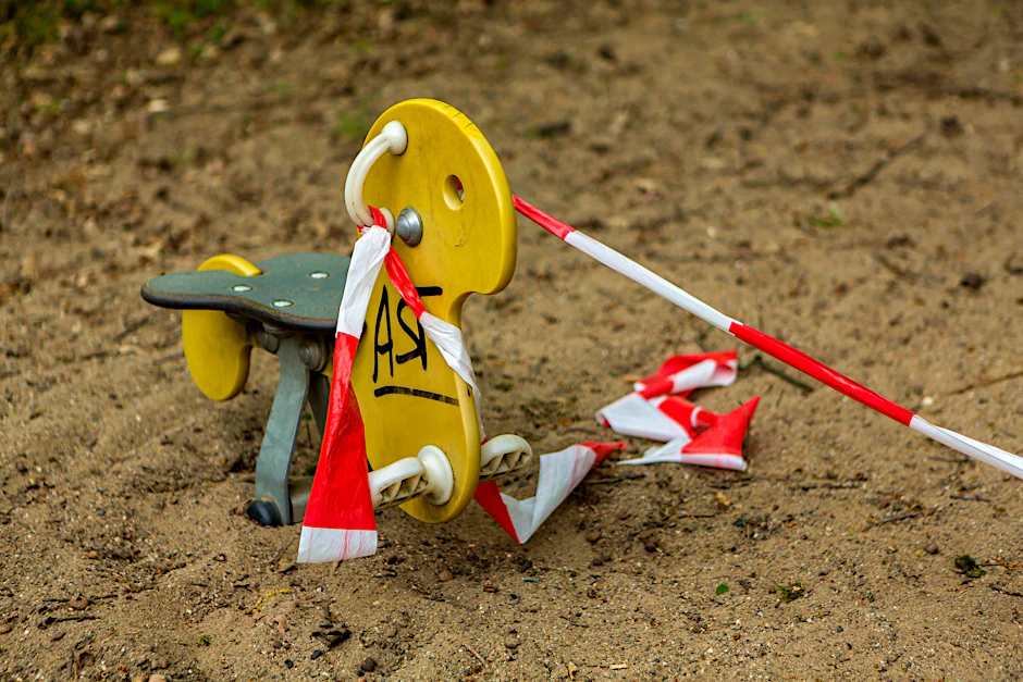 Ein wegen Kontaktverbot abgesperrter Spielplatz.