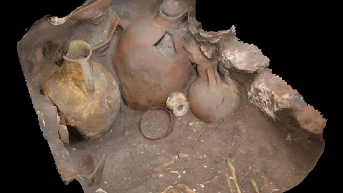 Eine 3-D-Rekonstruktion eines Grabs im Megiddo.