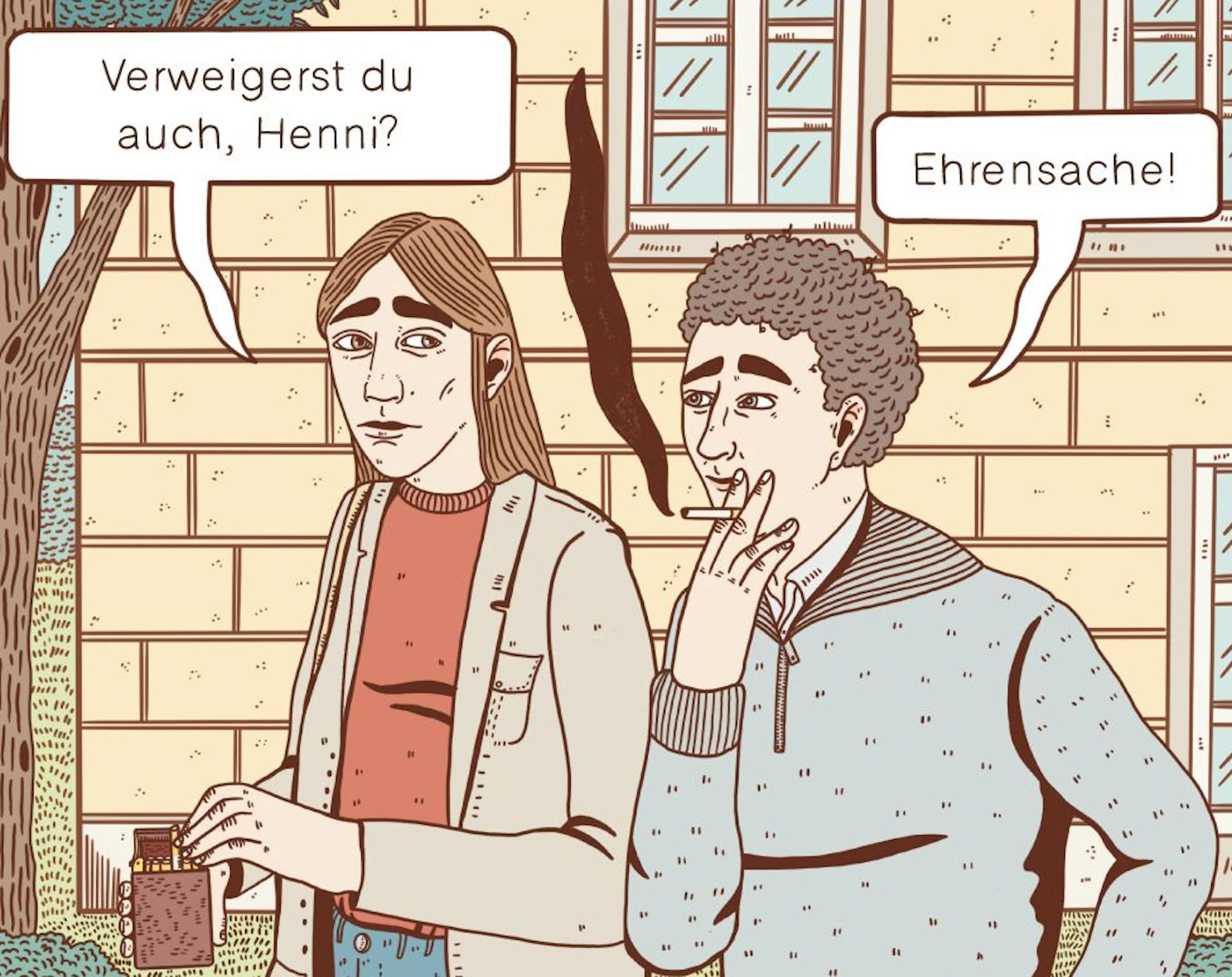 Hermann Brinkmann versichert sich der Unterstützung bei einem Freund.<br>