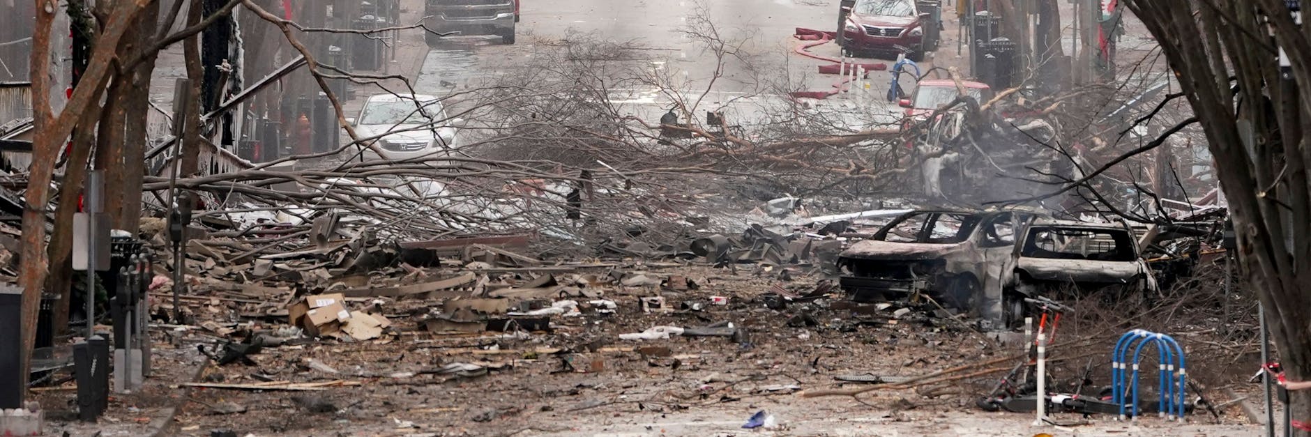 Die Schäden in der Innenstadt von Nashville nach der Wohnwagen-Explosion. 