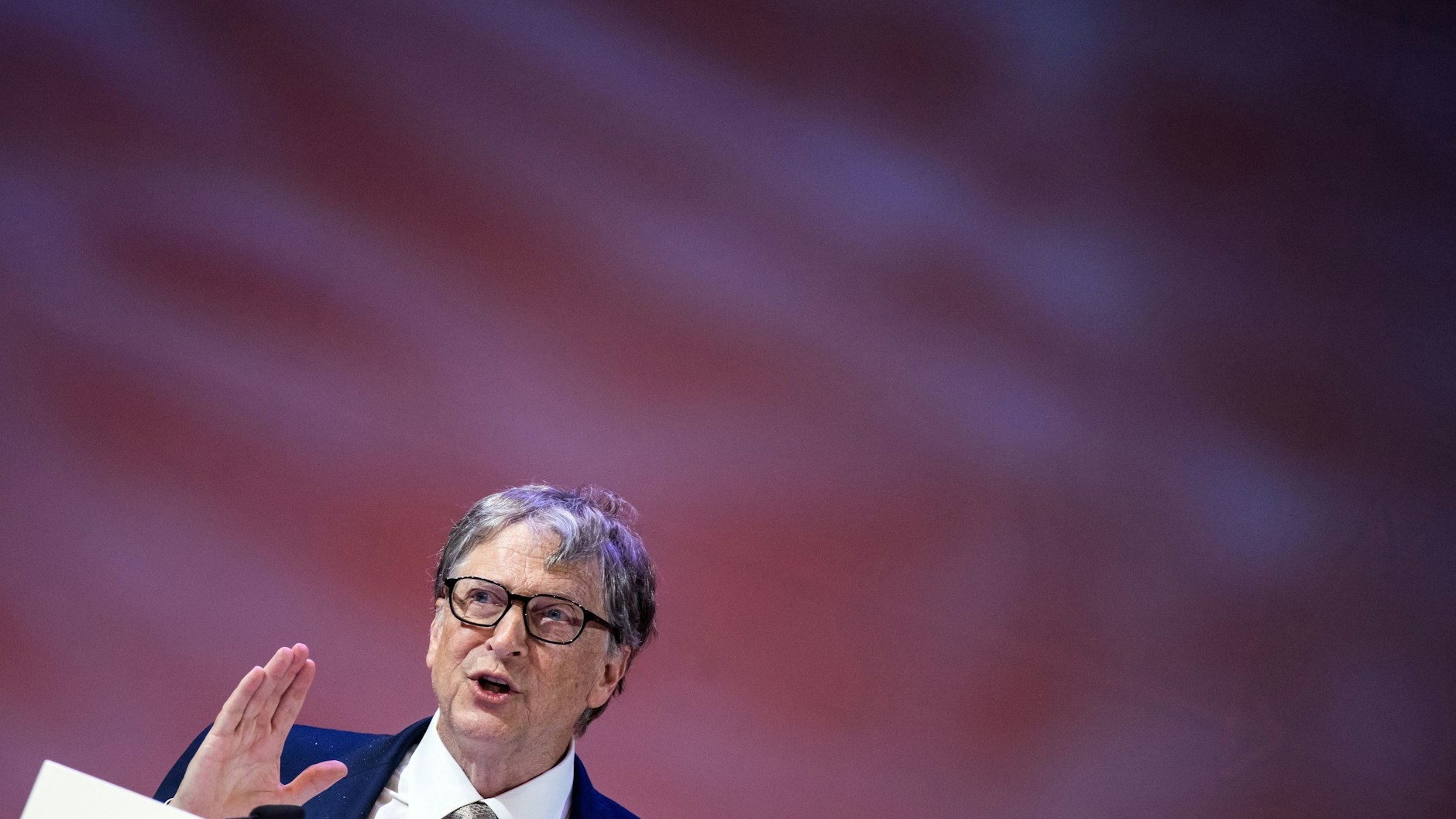 Bill Gates, Gründer von Microsoft und der Bill &amp; Melinda Gates Foundation, spricht bei der Abschlussveranstaltung des World Health Summit 2018.&nbsp;