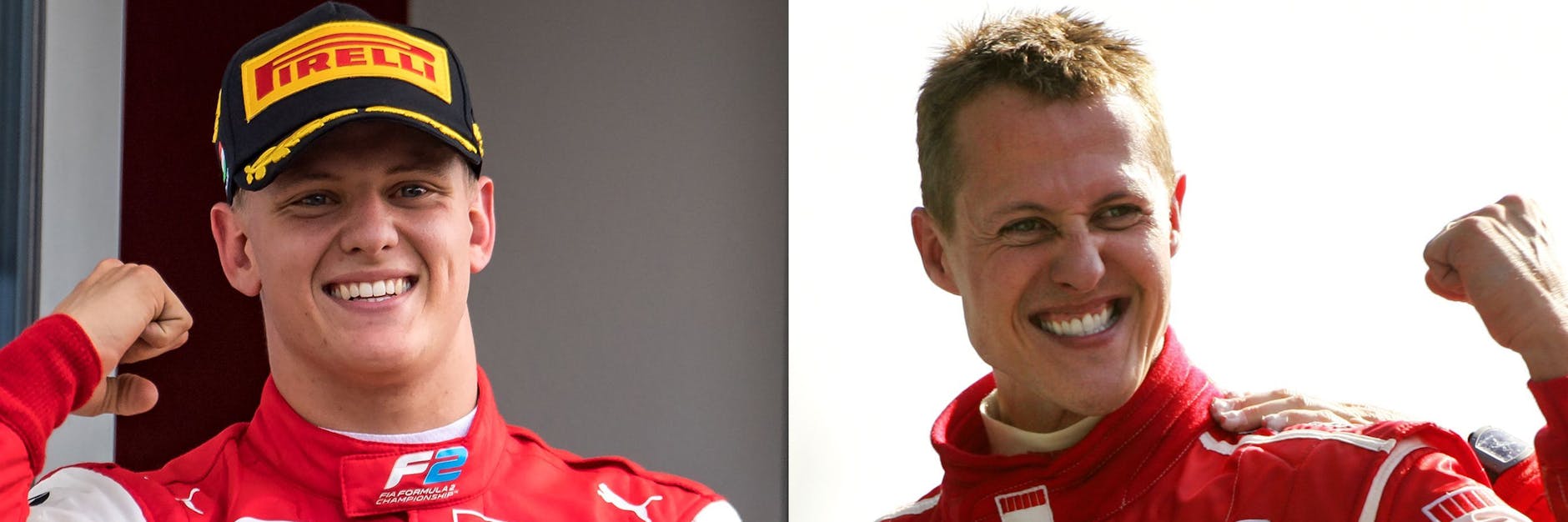 Die Bildkombination zeigt Mick Schumacher (l.) mit seinem Vater Michael.