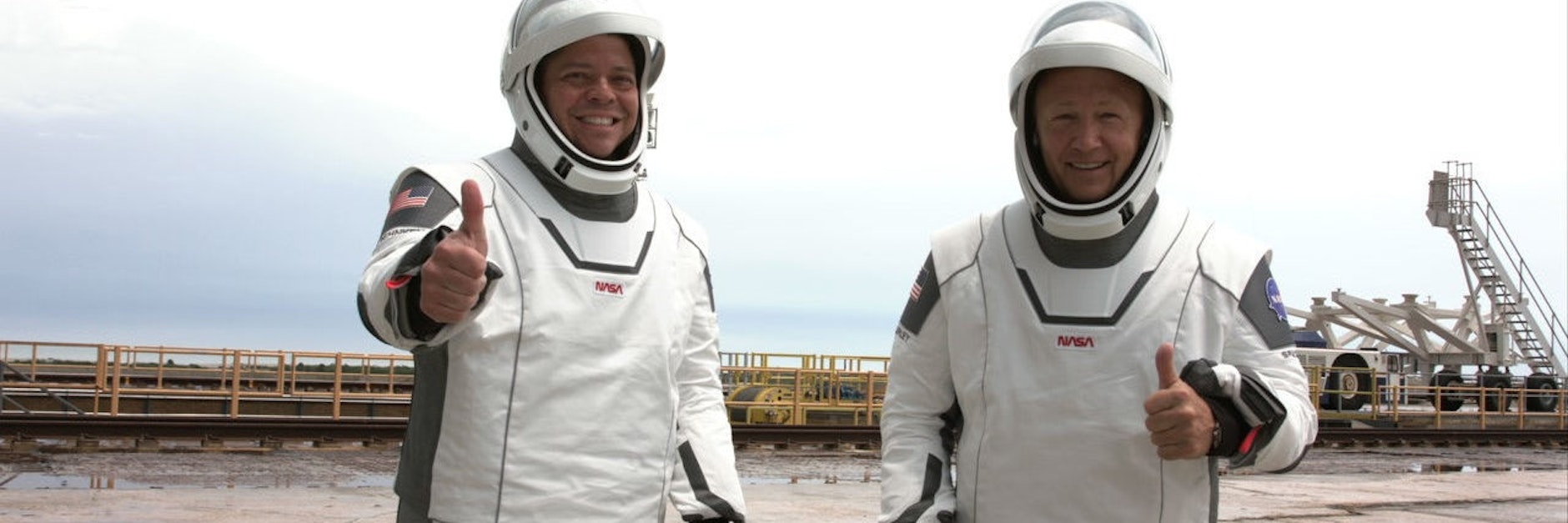 Die Astronauten Robert Behnken (l.) und Douglas Hurley sind zuversichtlich, dass der Start beim zweiten Versuch klappt.