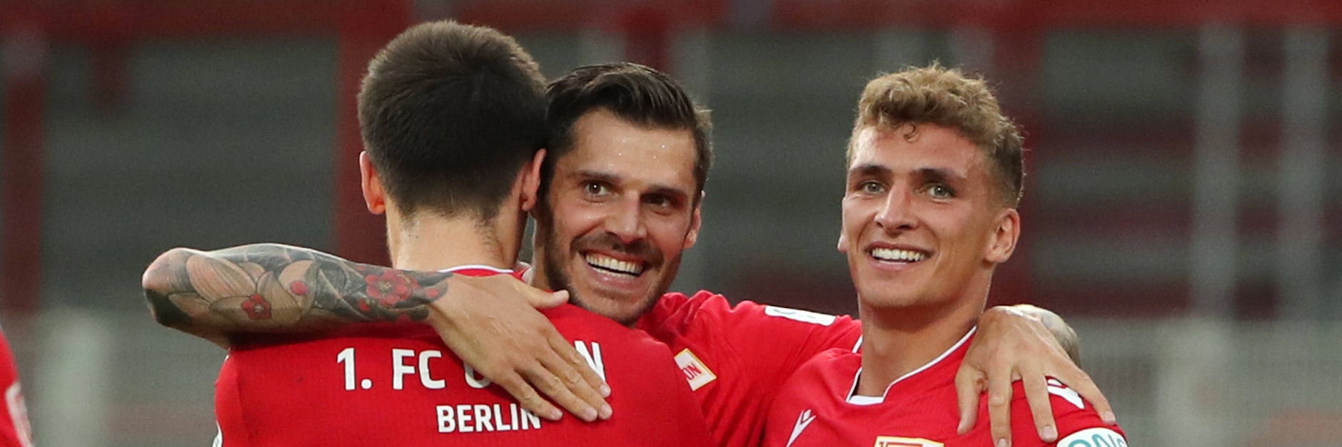 Grinsen weiter in der Bundesliga. Die Profis von Union Berlin. 