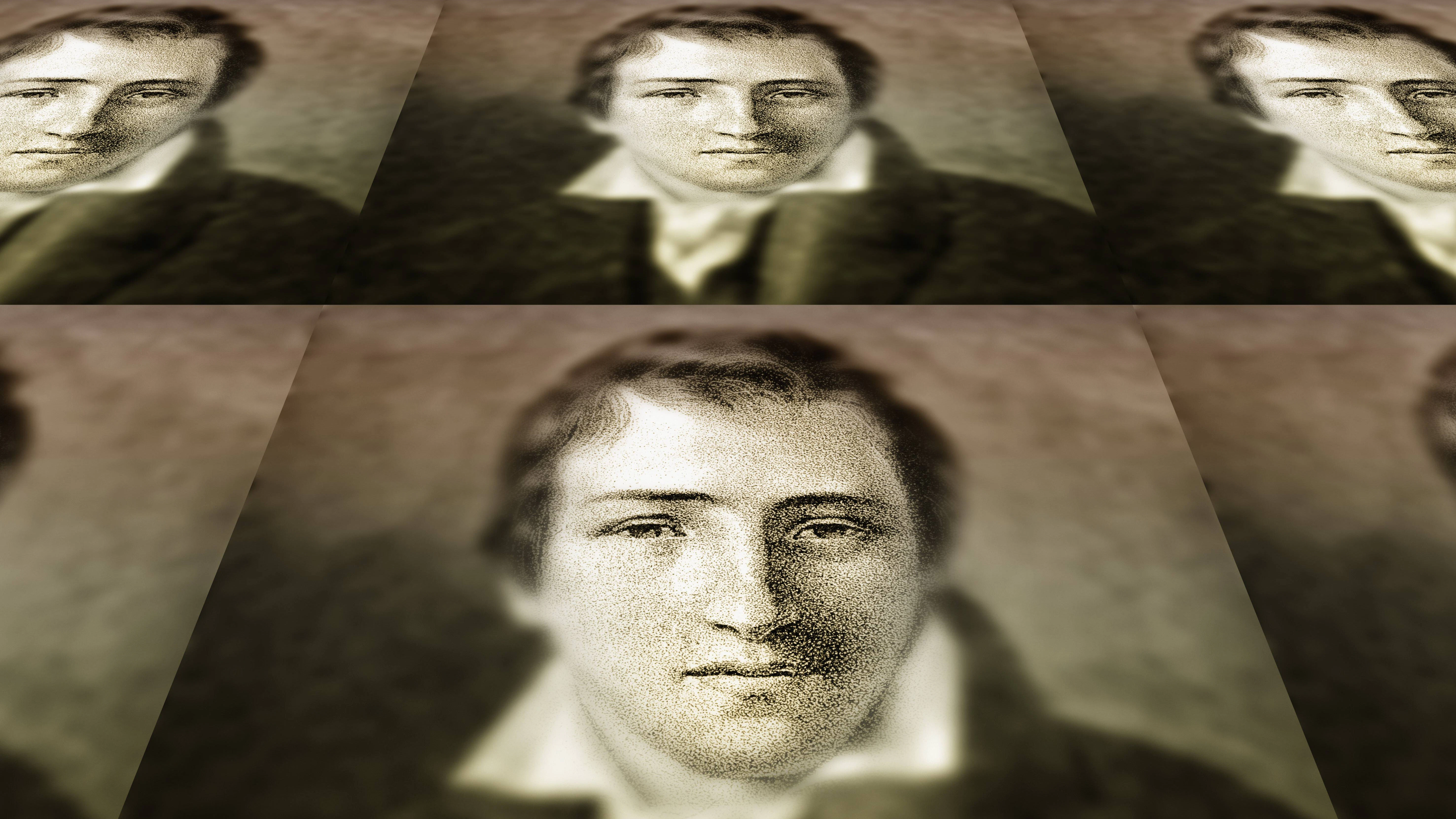 Portrait von Heinrich Heine, historischer Druck, digital bearbeitet.<br>