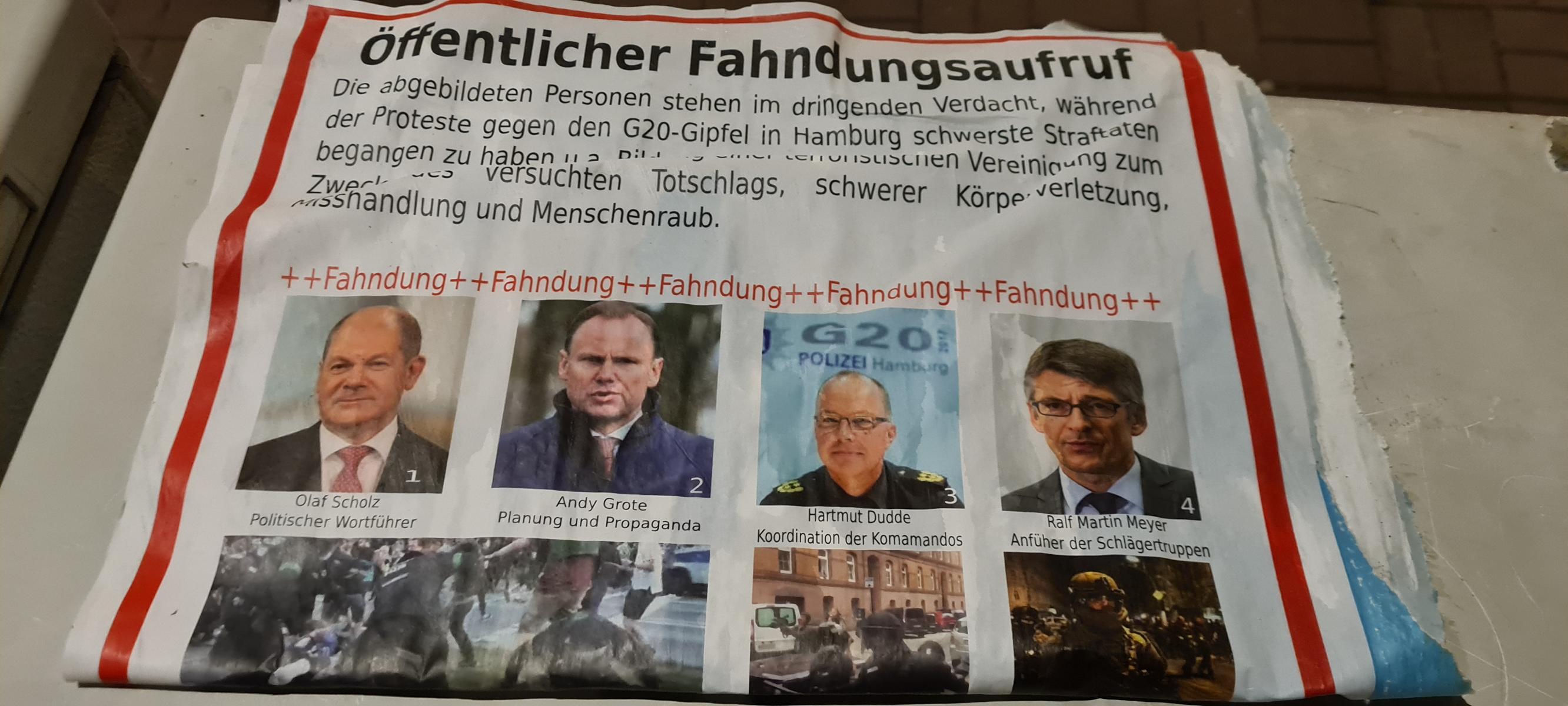 Image - Linksradikale „fahnden“ mit Hetz-Plakaten nach Polizisten und Olaf Scholz