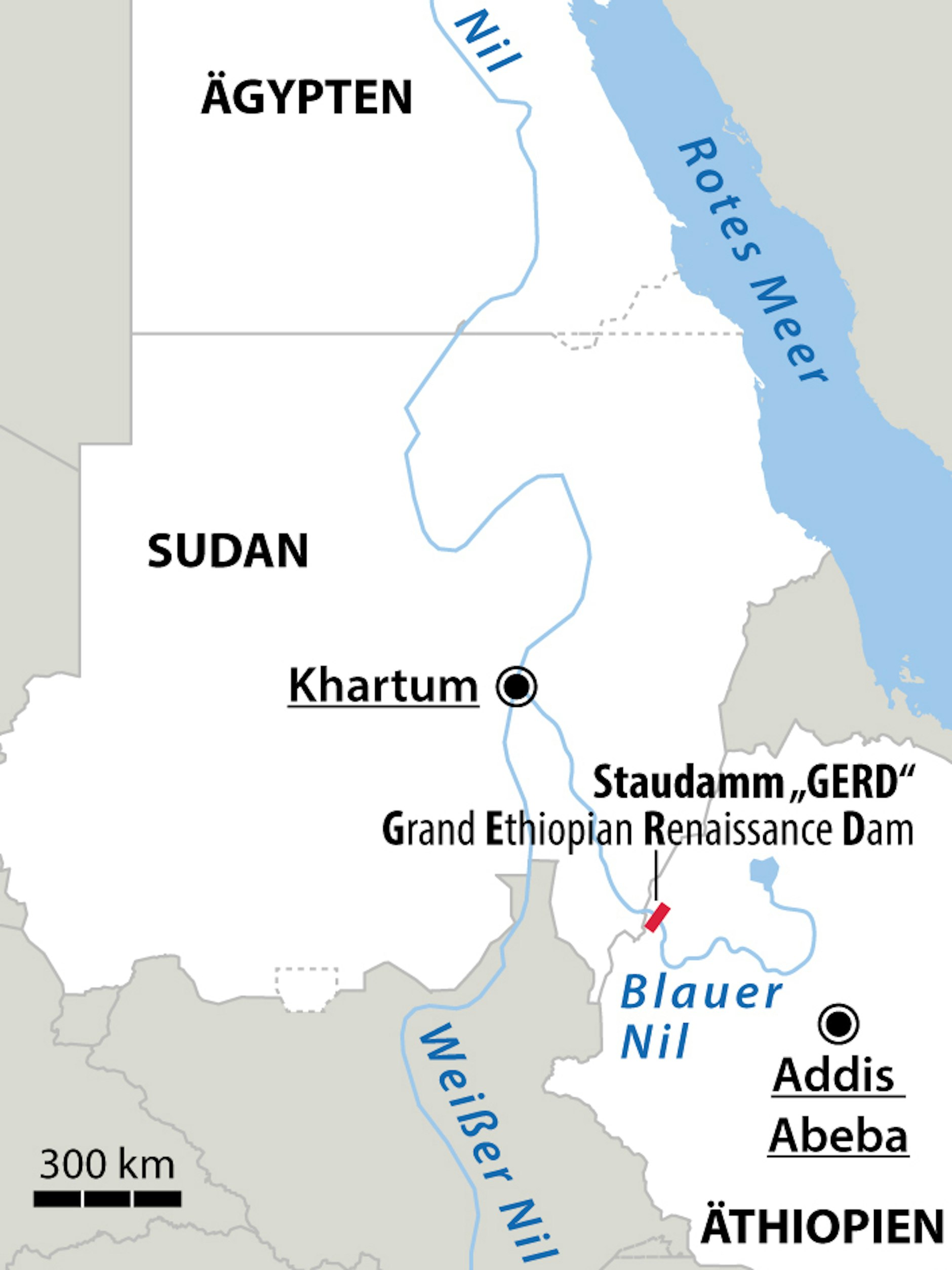 Der umstrittene Staudamm liegt nahe der äthiopisch-sudanesischen Grenze.