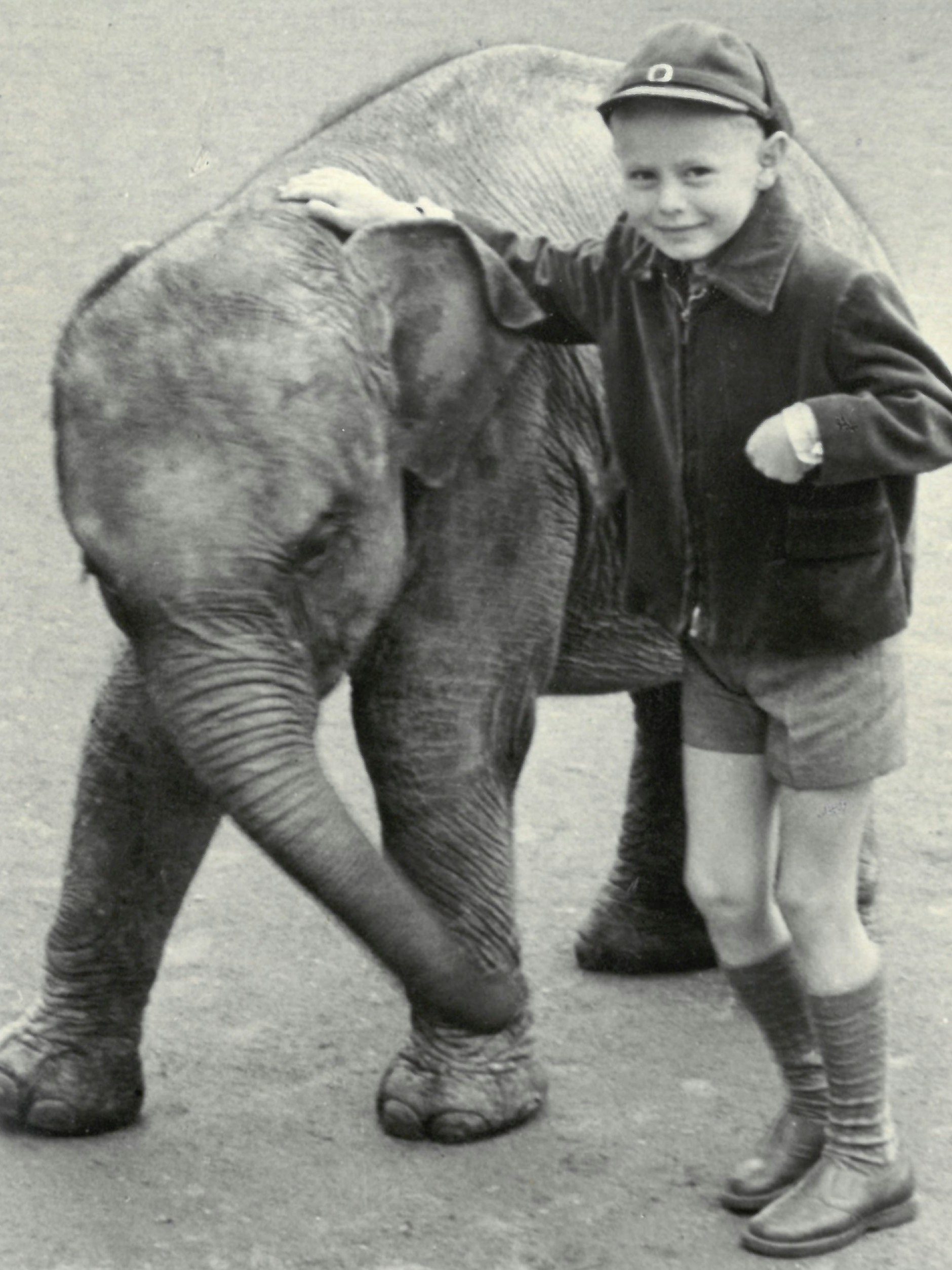 Der Sohn vom Tierpark-Chef: Falk Dathe als Siebenjähriger mit dem Elefanten-Girl Kosko (1958).