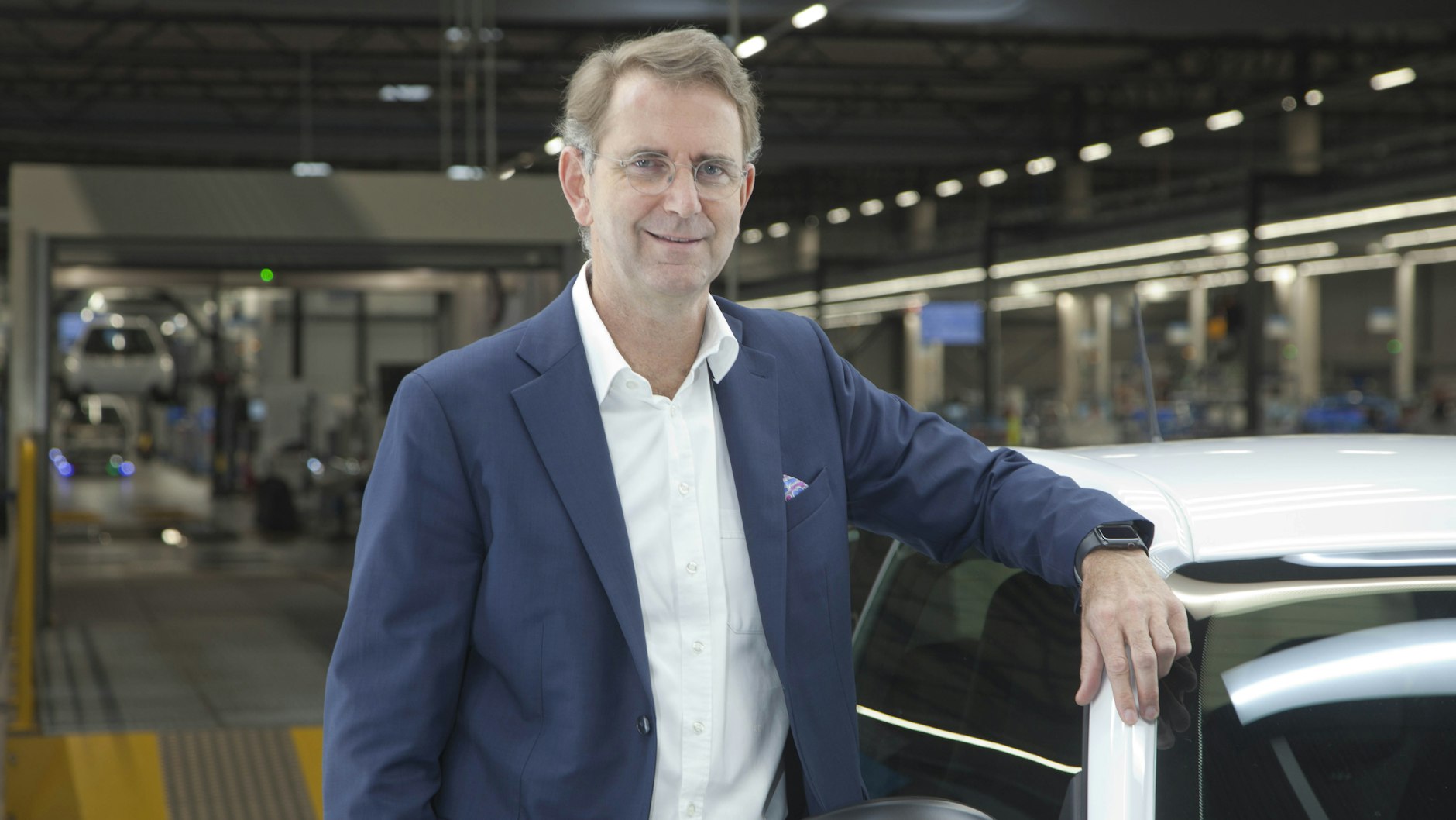 Aachener Elektromobilhersteller e.GO Mobile AG. Fertigungshalle, hier wird der Kleinwagen "e.GO Life" produziert. Hier: Firmengründer Prof. Dr. Günther Schuh.