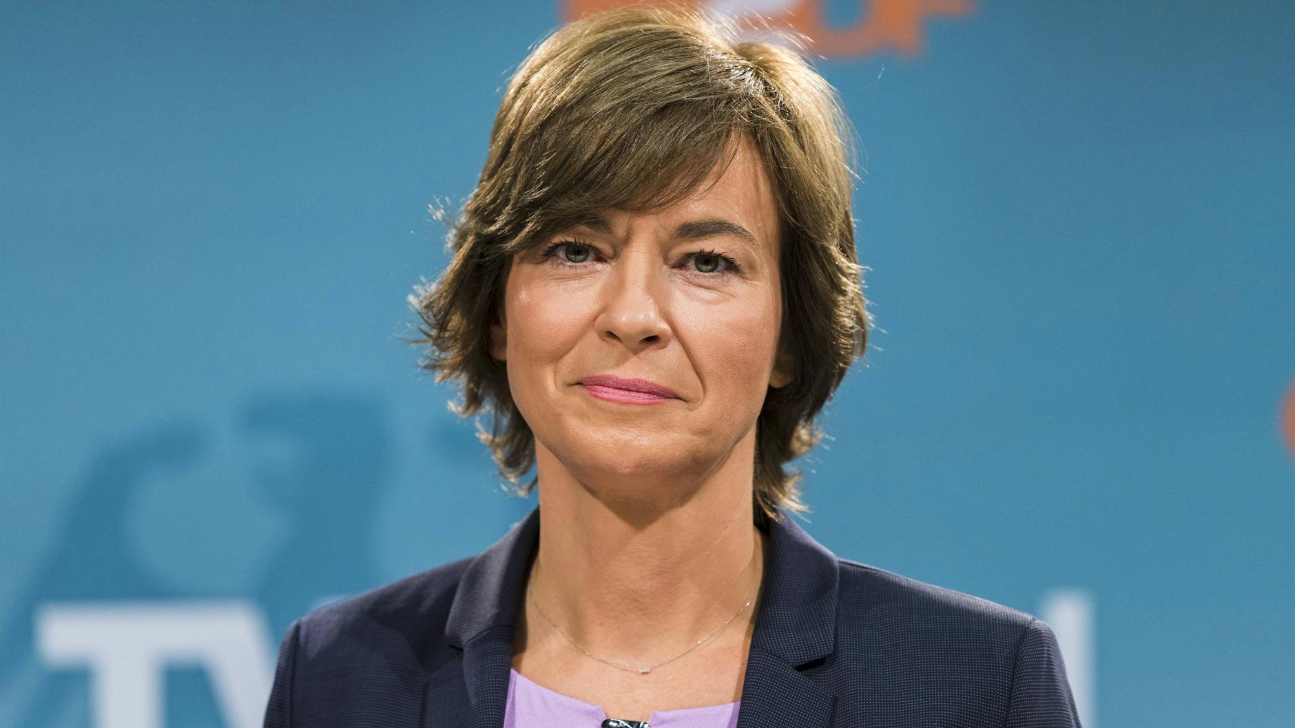 Moderatorin Maybrit Illner ZDFist fotografiert waehrend einer Pressekonferenz ueber das TV-Duell in Adlershof in Berlin am 1. September 2017. Pressekonferenz TV-Duell 2017