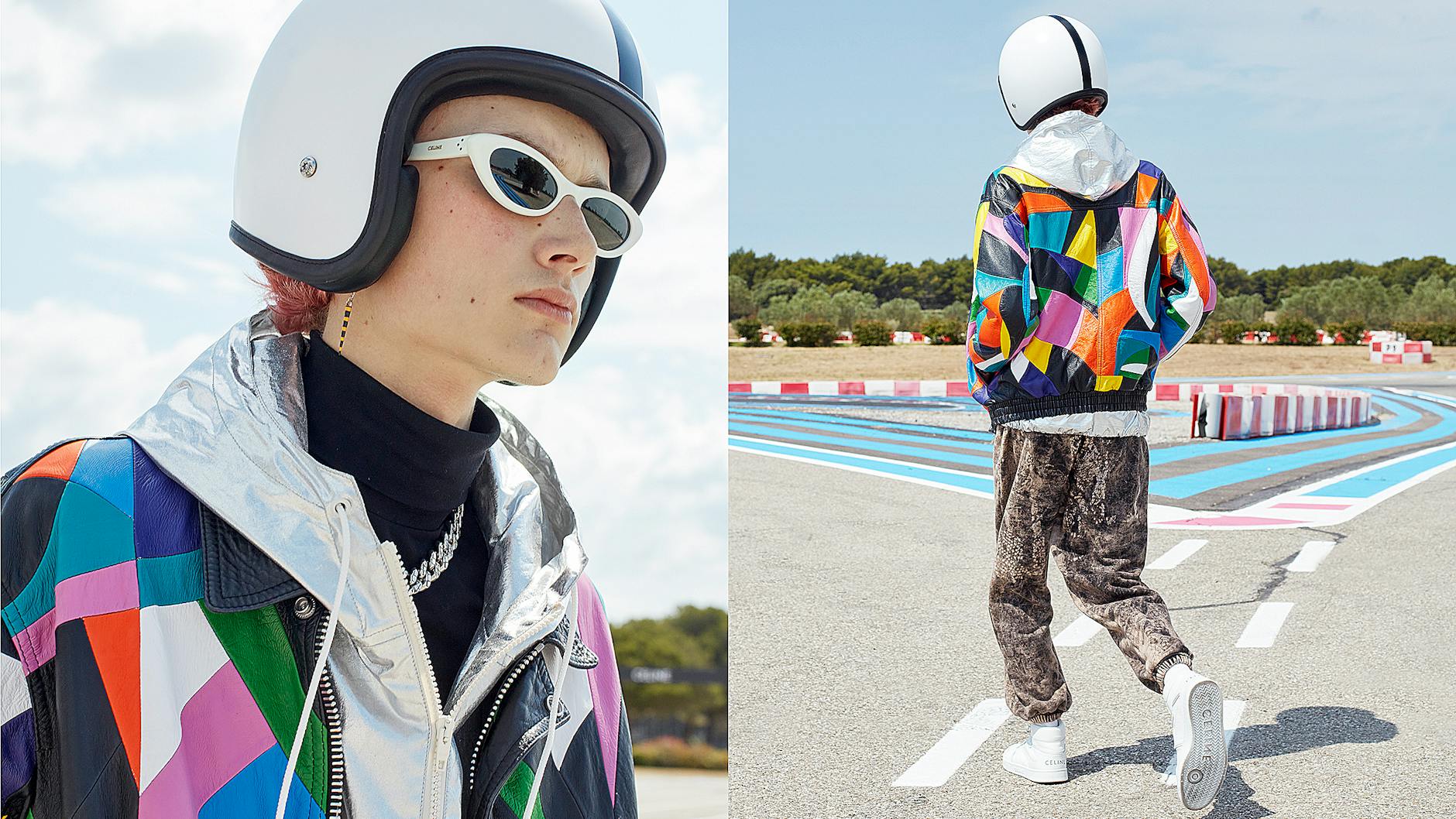 Der Helm von Steve McQueen, Brille von Kurt Cobain, dazu Leder im Eighties-Look: Fertig ist Hedi Slimanes E-Boy.