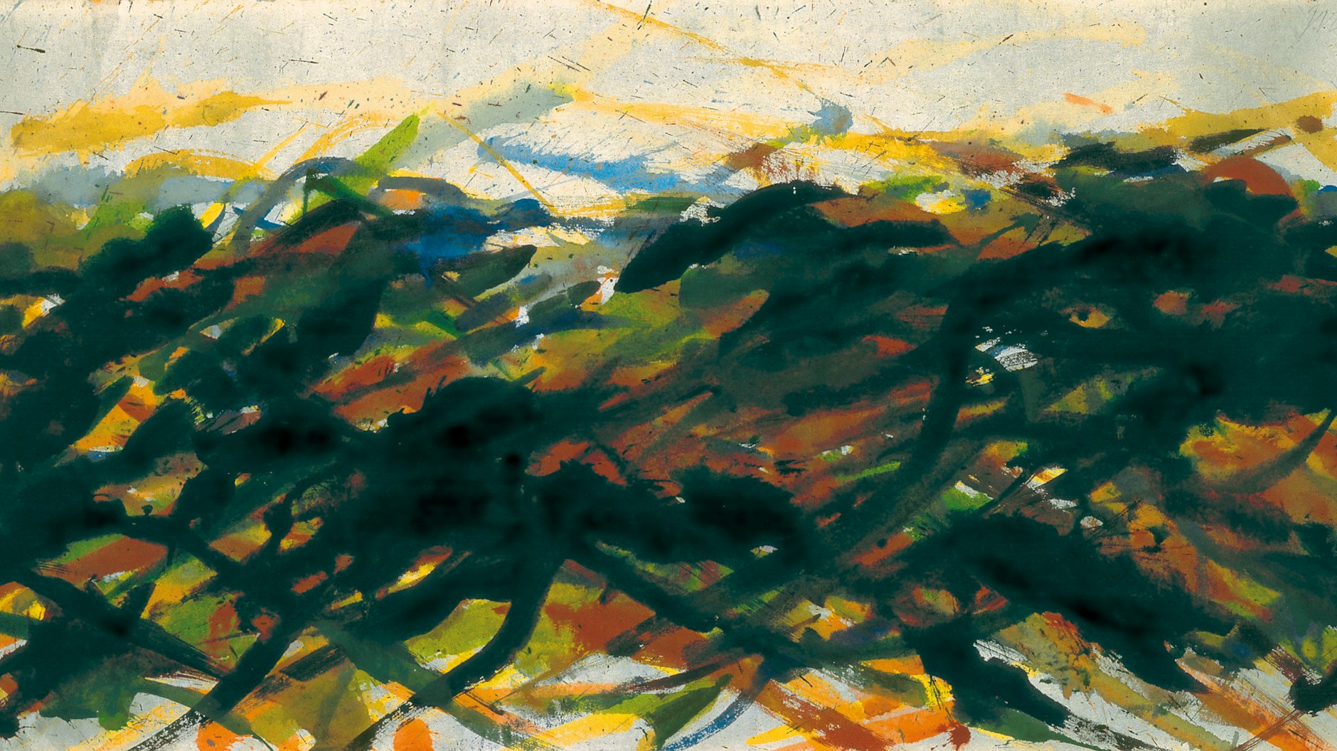 Max Uhlig: o.T. , 1980 (Pleinair Gallenthin), Aquarell, Tusche.