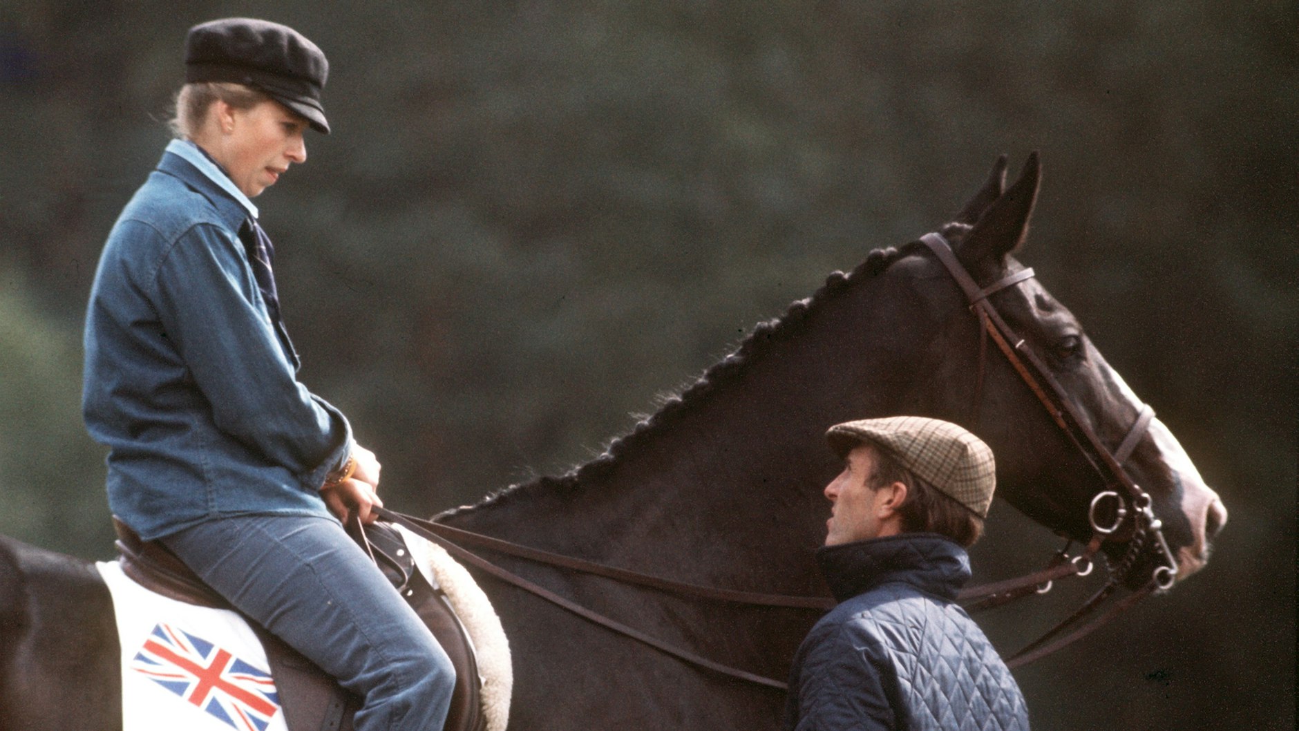 Prinzessin Anne im Jahr 1975 während des Dressur-Trainings mit ihrem damaligen Mann Mark Phillips.