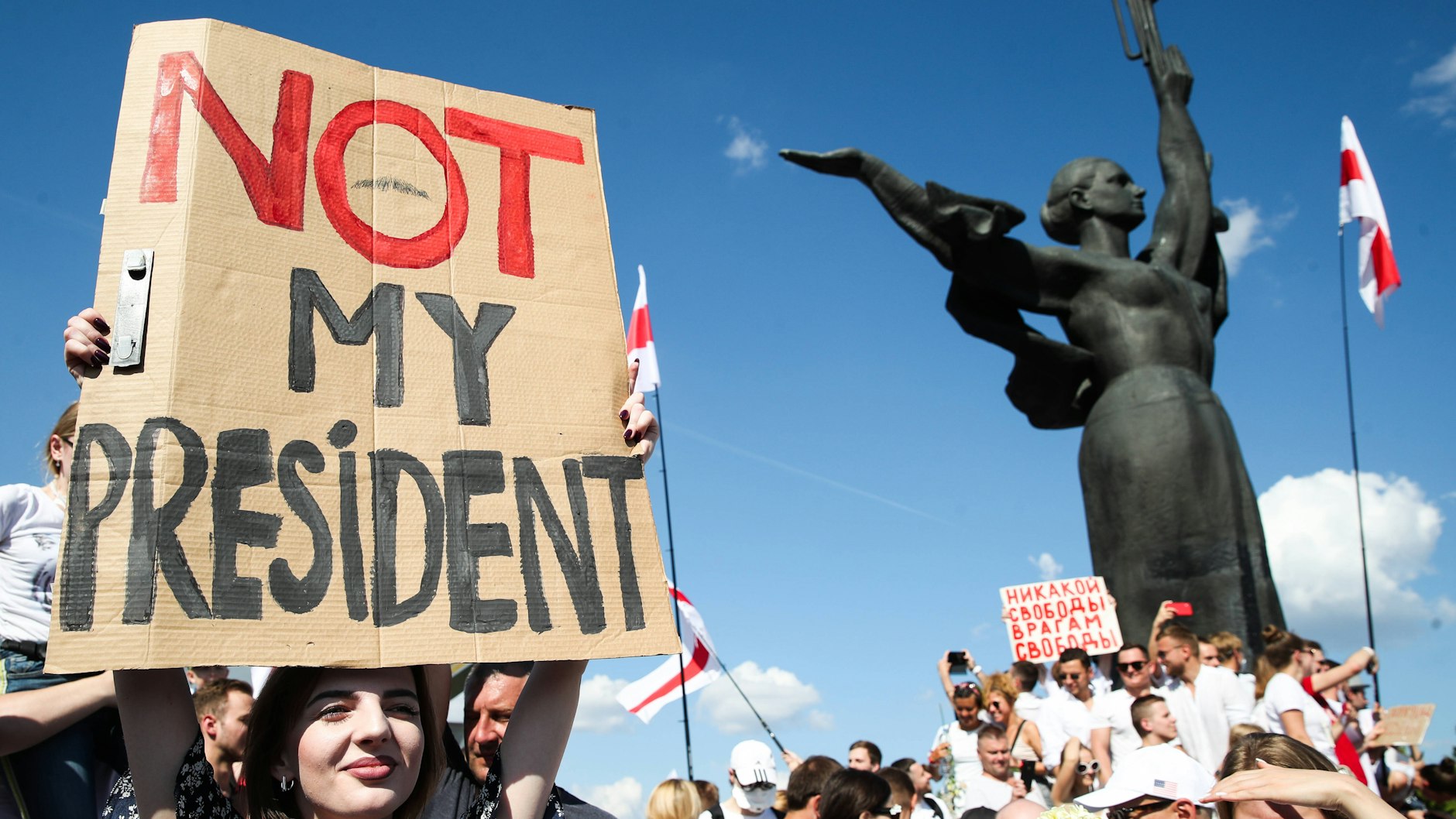 Eine Demonstration gegen den belarussischen Präsidenten Aleksander Lukaschenko in Minsk am 16. August 2020.