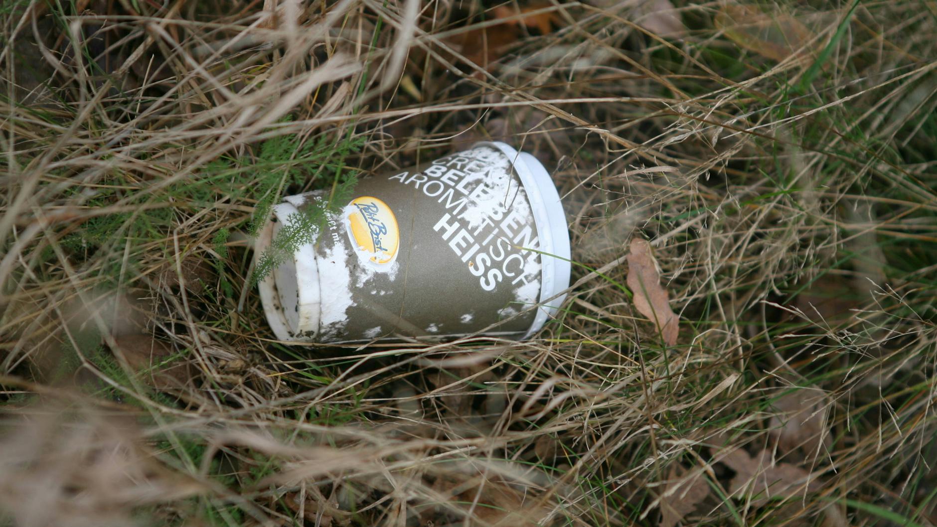 Ein weggeworfener To-go-Becher.