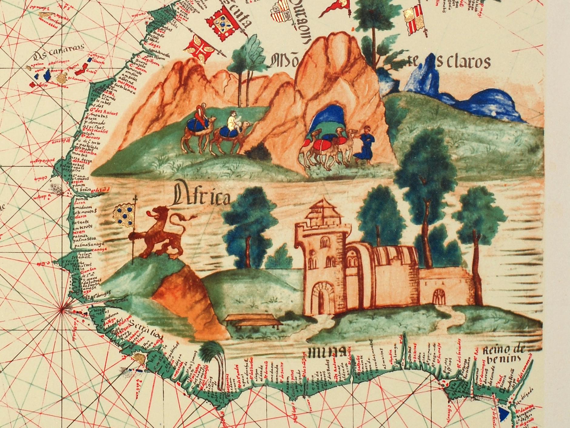 Von Anton Wilhelm Amo ist kein Bild überliefert. Die portugiesische Karte von 1563 zeigt die Goldküste, genau die Herkunftsgegend von Anton Wilhelm Amo. Die Stadt Axim liegt etwa dort, wo an der Goldküste links unterhalb des Wortes "mina" eine Palme gezeichnet ist.