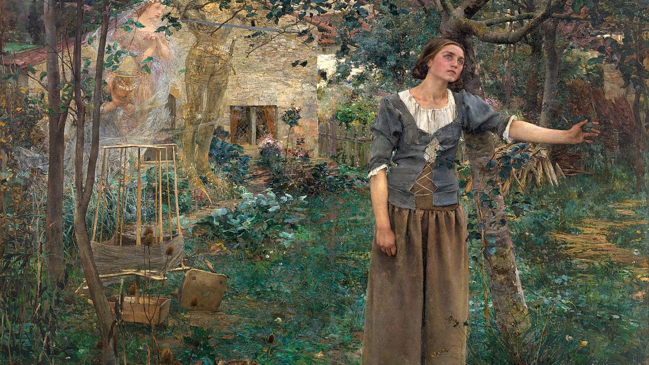 „Jeanne d’Arc“ von Jules Bastien-Lepage, Öl auf Leinwand, 254 x 279 cm, <a href="https://de.wikipedia.org/wiki/New_York_City">New York</a>, <a href="https://de.wikipedia.org/wiki/Metropolitan_Museum_of_Art">Metropolitan Museum of Art</a>.