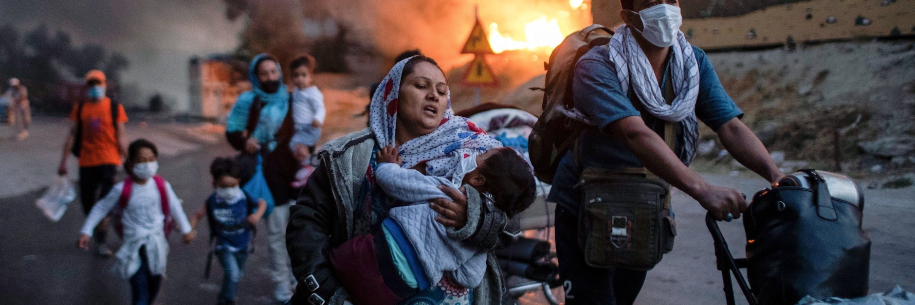 Im Flüchtlingslager Moria auf der griechischen Insel Lesbos sind mehrere Brände ausgebrochen. 