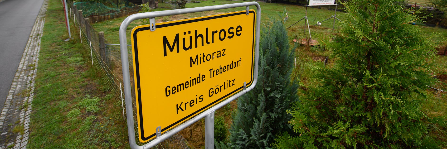 Das Ortseingangschild von Mühlrose.