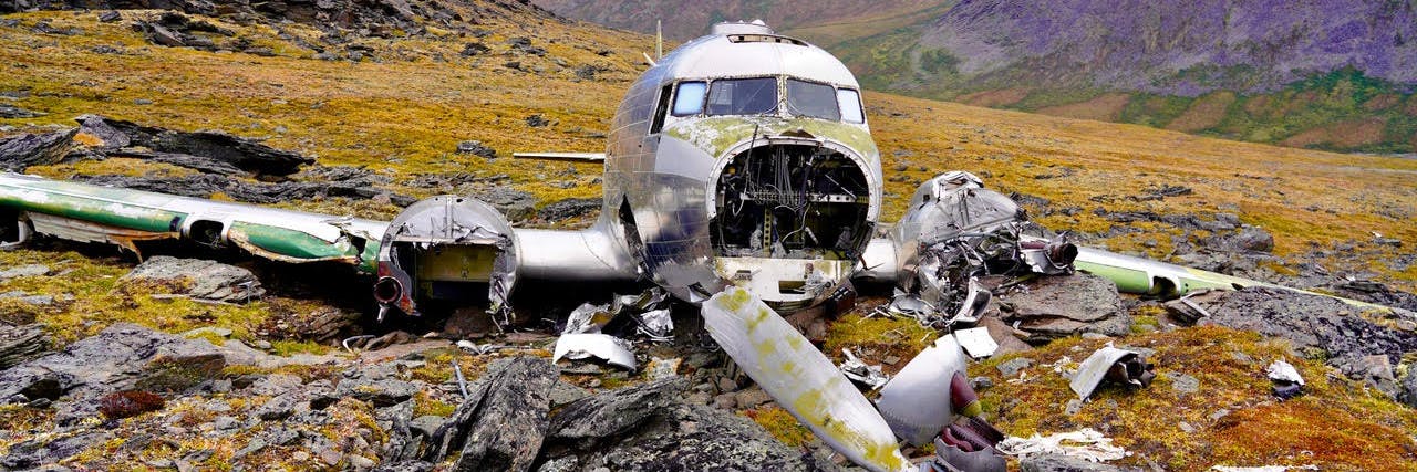 Das Foto zeigt eine USAF C-47, eines der im Yukon bei der Suche nach der Skymaster abgestürzten Rettungsflugzeuge.<br>