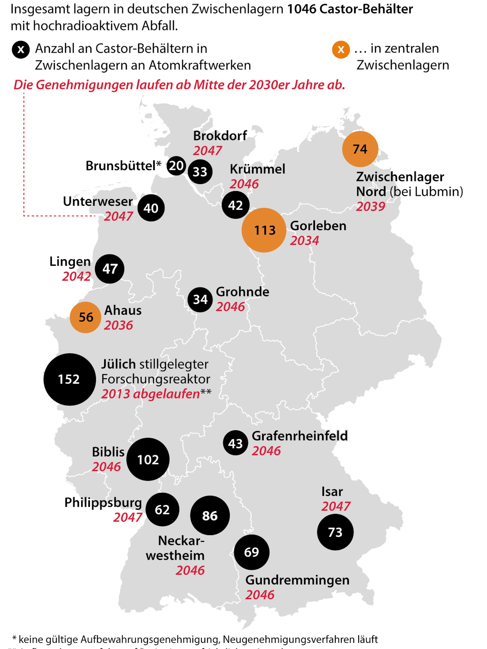 Atommüll ist in Deutschland auf verschiedene Standorte verteilt. 