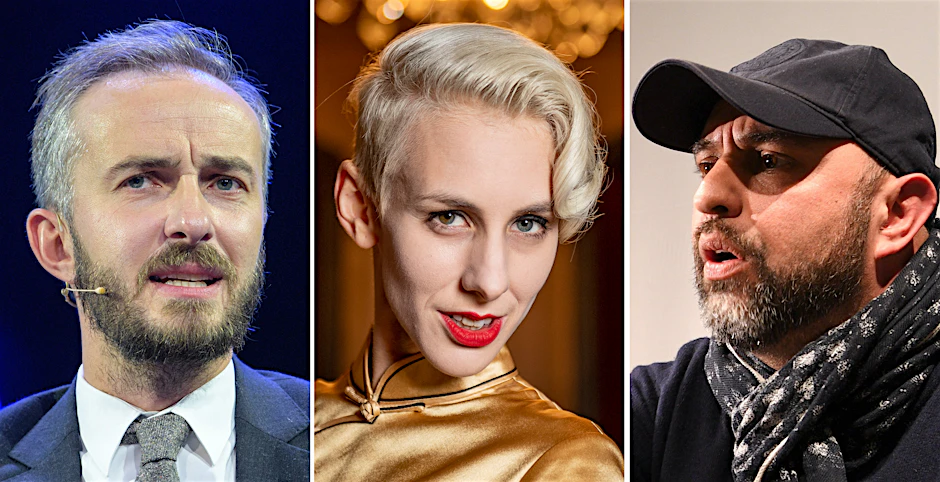 Die Satiriker Jan Böhmermann, Lisa Eckhart und Serdar Somuncu.