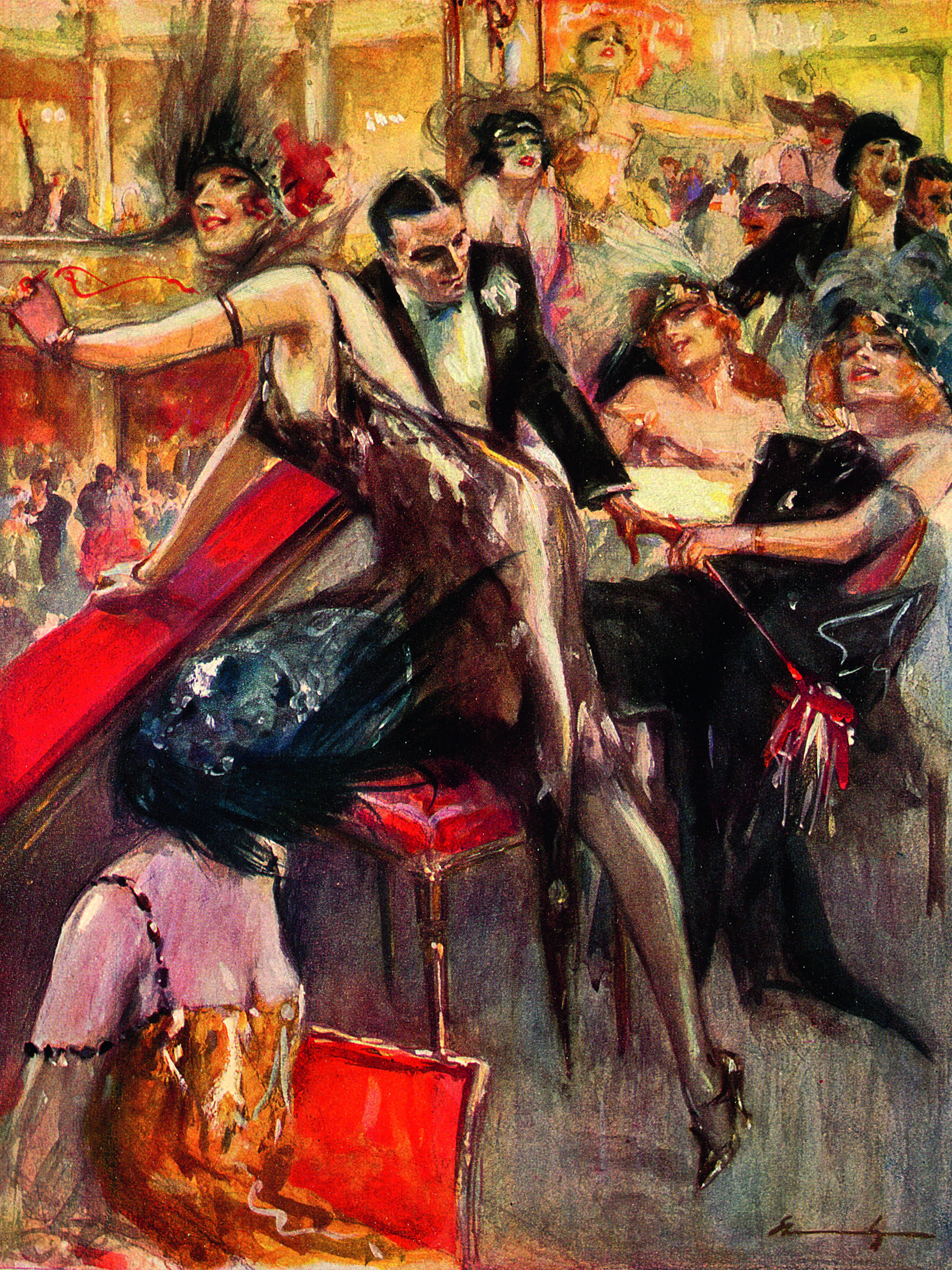 Nachtschwärmer 1922. Bis früh um Fünfe! So heißt das Aquarell von Lutz Ehrenberger. Damals wie heute gibt es in Berlin immer einen Grund zum Feiern.