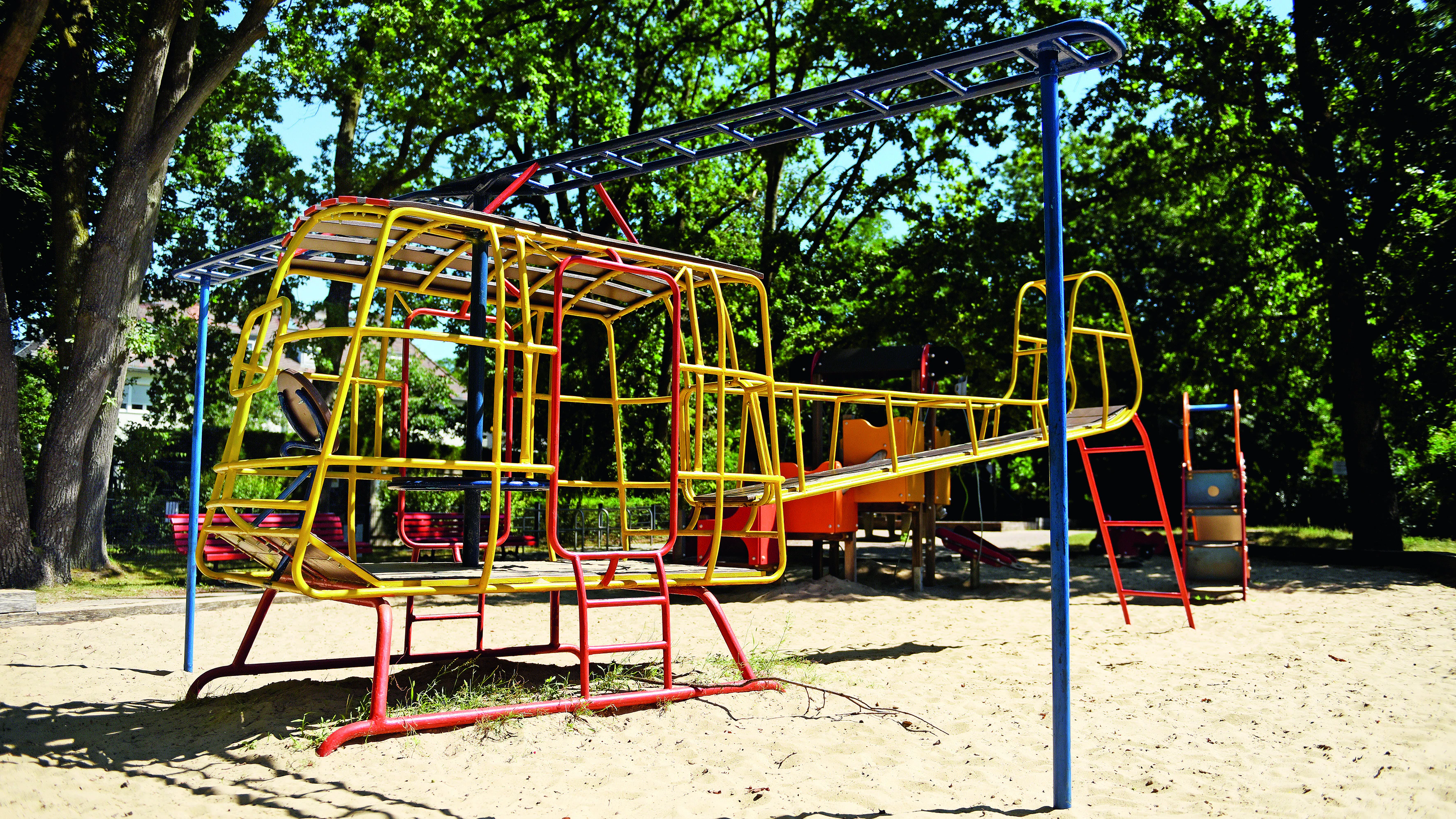 The climbing frame at the playground brings back memories of the Cold War.