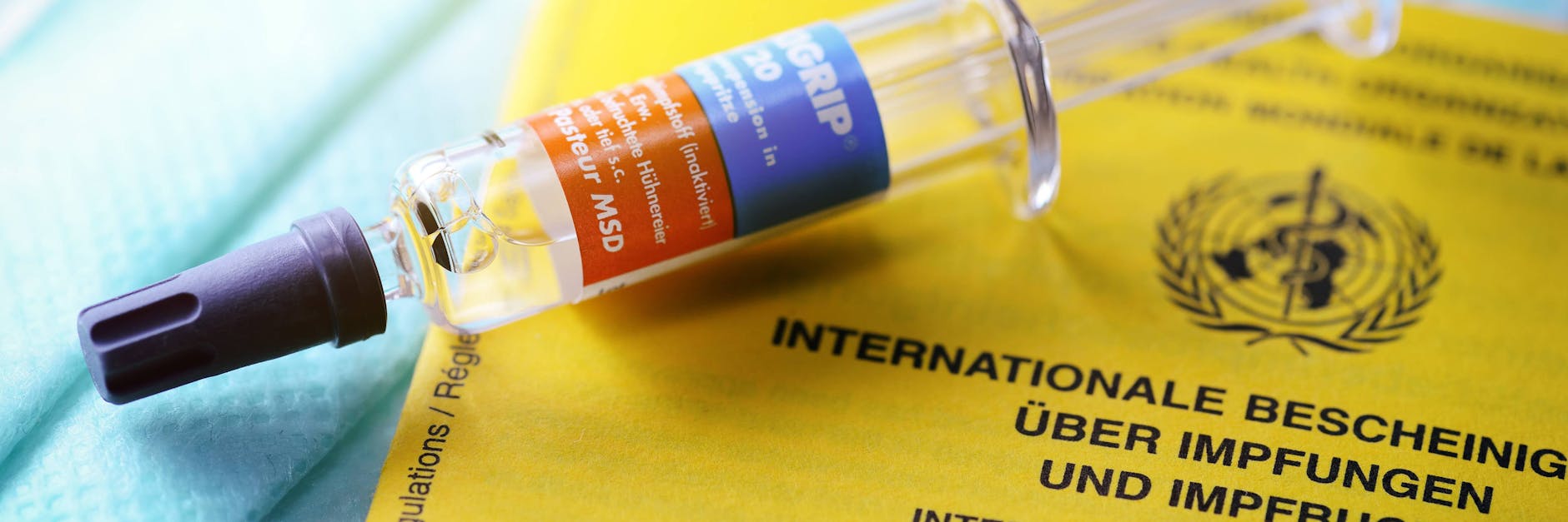 Impfausweis und Impfspritze.