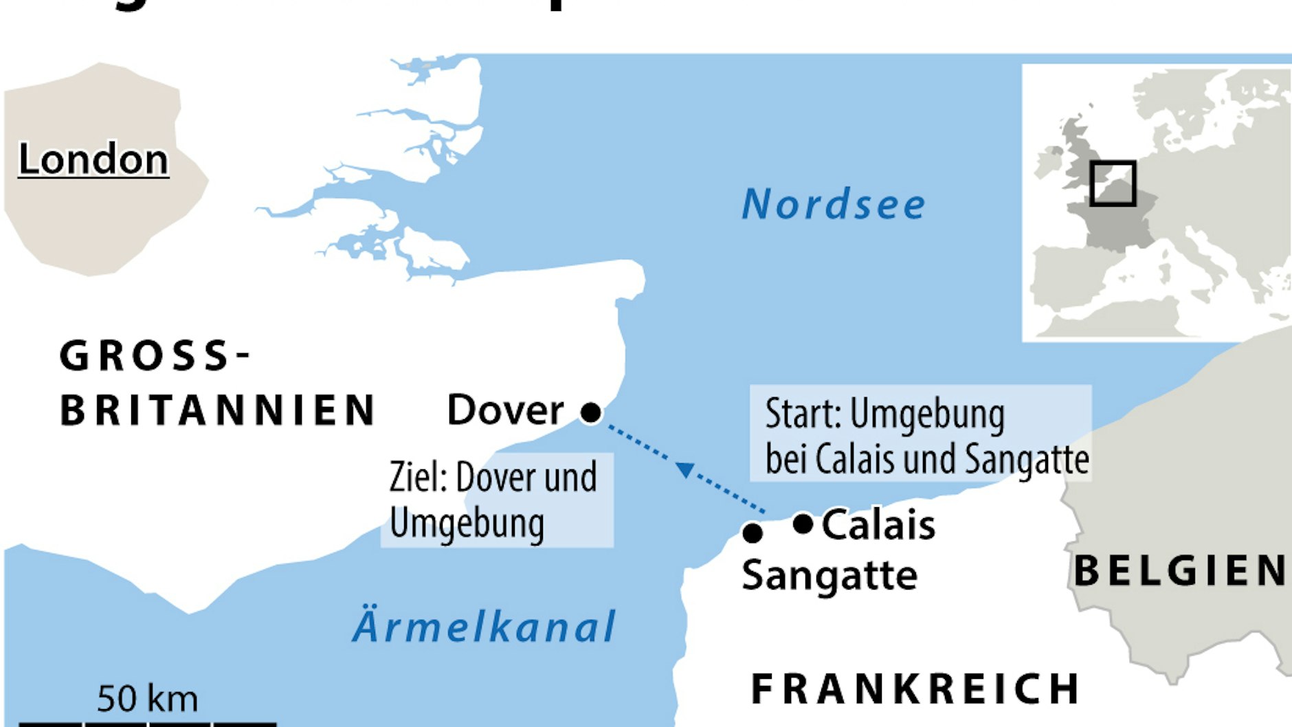 Zwischen Dover und Calais ist der Ärmelkanal nur 32 Kilometer breit.