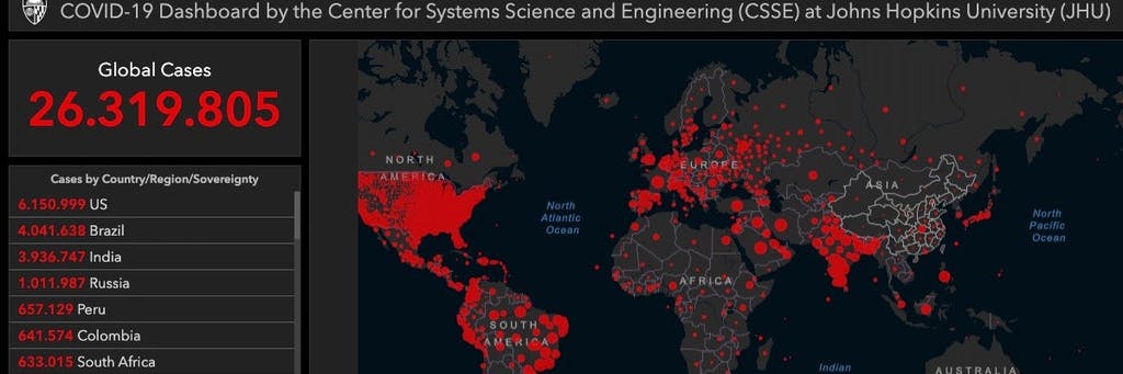 Das Dashboard der Johns Hopkins University, Ansicht vom Freitag.
